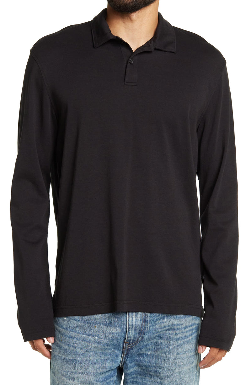 14TH AND UNION Black Longsleeve Knit Polo