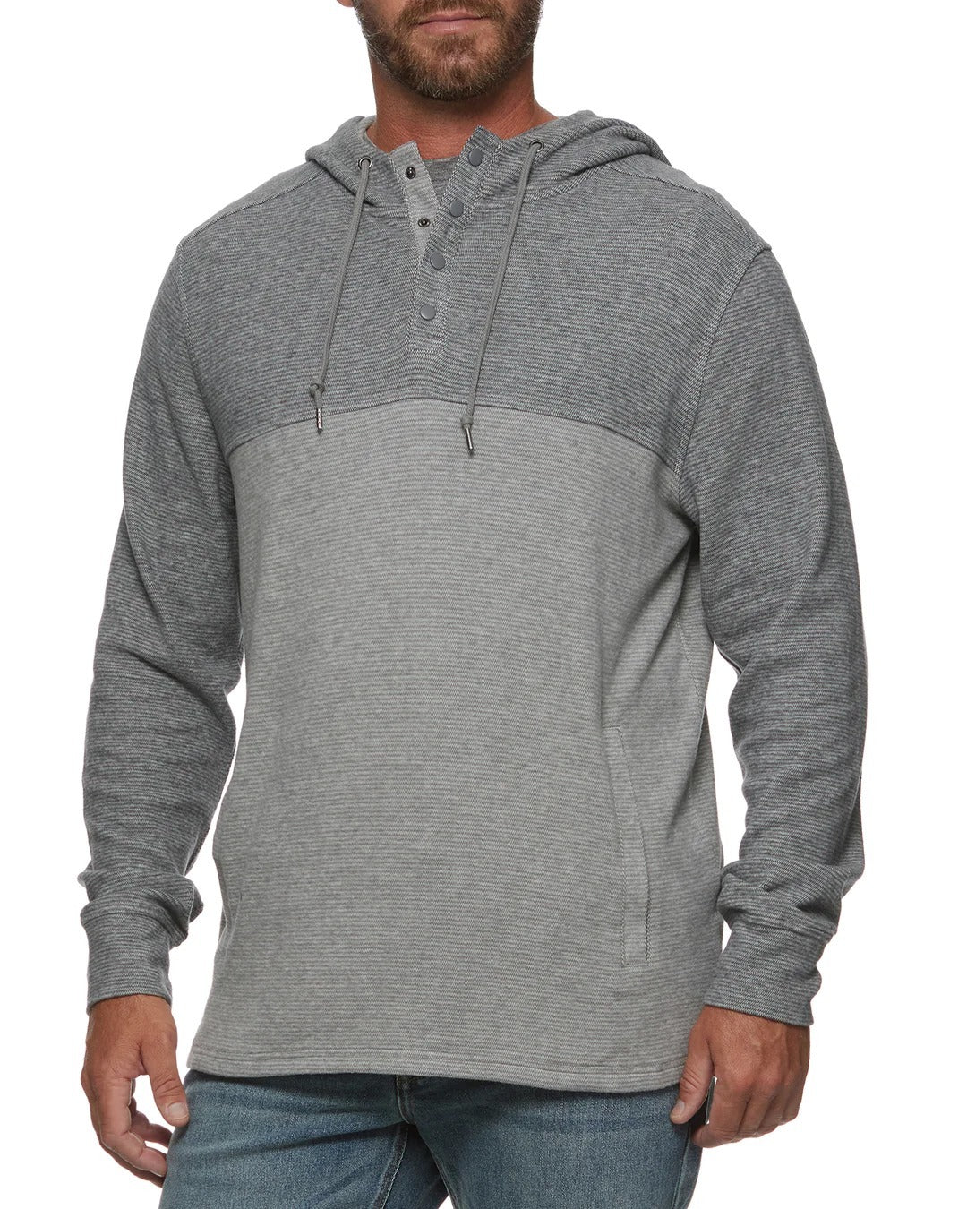 Wholesale,Flag & Anthem, Flag & Anthem Grey Colorblock Henley Hoodie, Grey, Extra Extra Large-50-TagXL