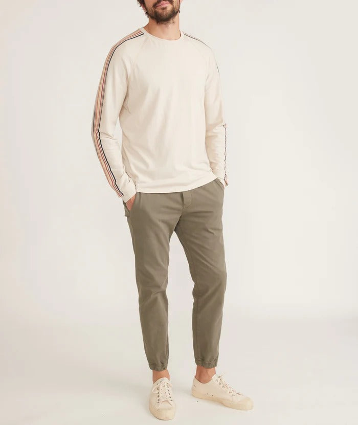 Marine Layer Cream Long Sleeve Stripe Tee