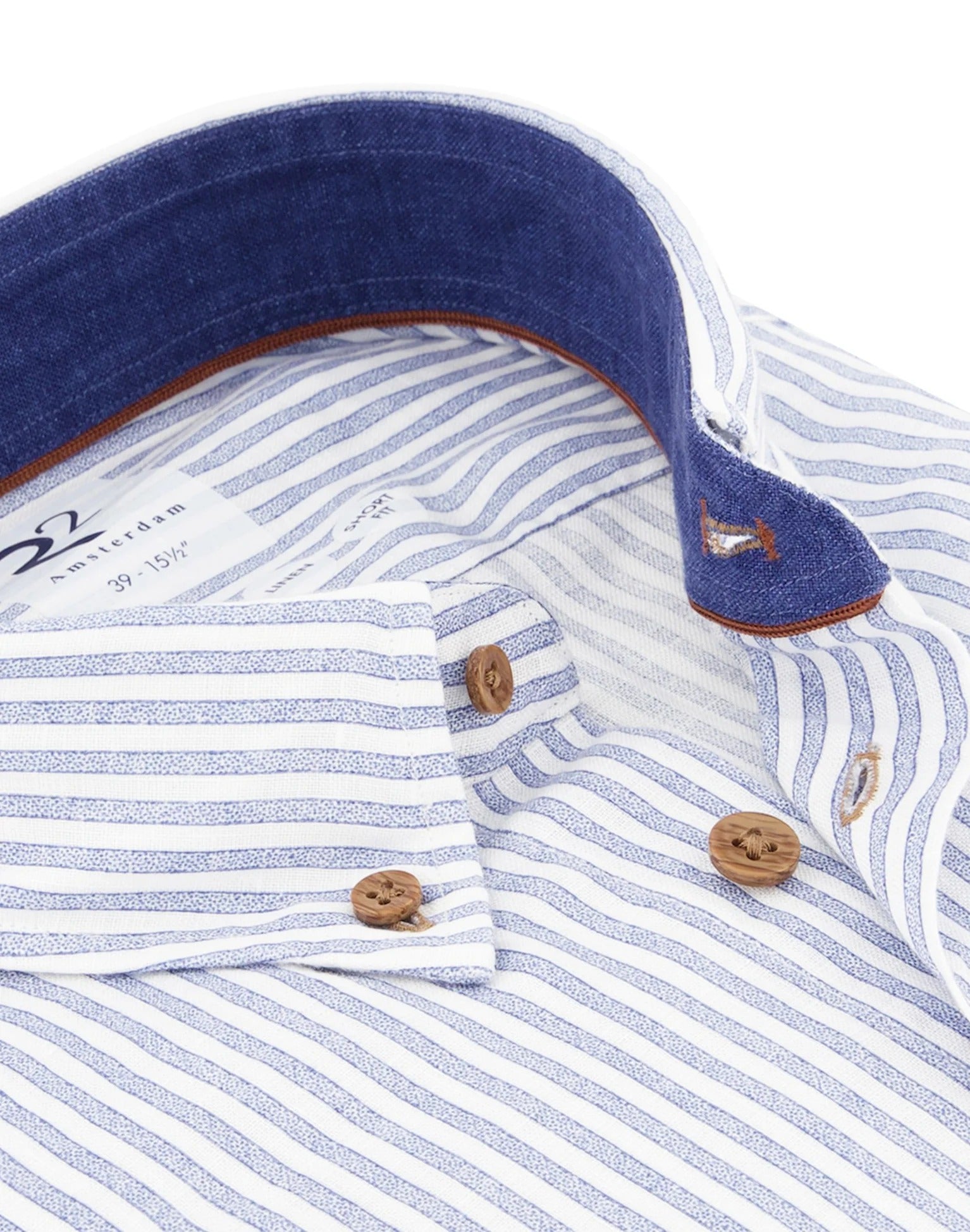 Brand Partner,R2 Amsterdam, R2 Amsterdam Blue Striped Linen Shirt, Blue, Extra Large-50-Tag44