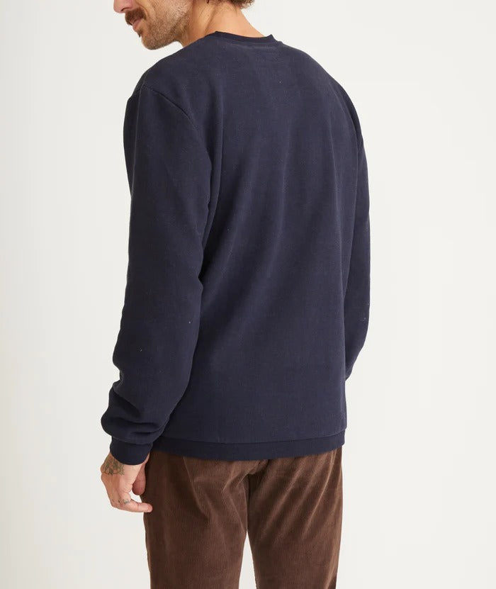 Wholesale,Marine Layer, Marine Layer Navy Long Sleeve Signature Fleece Pocket Crewneck, Blue, Small-40-TagS