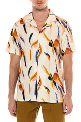 Original Paperbacks Cream/Orange Abstract Print Rio Shirt