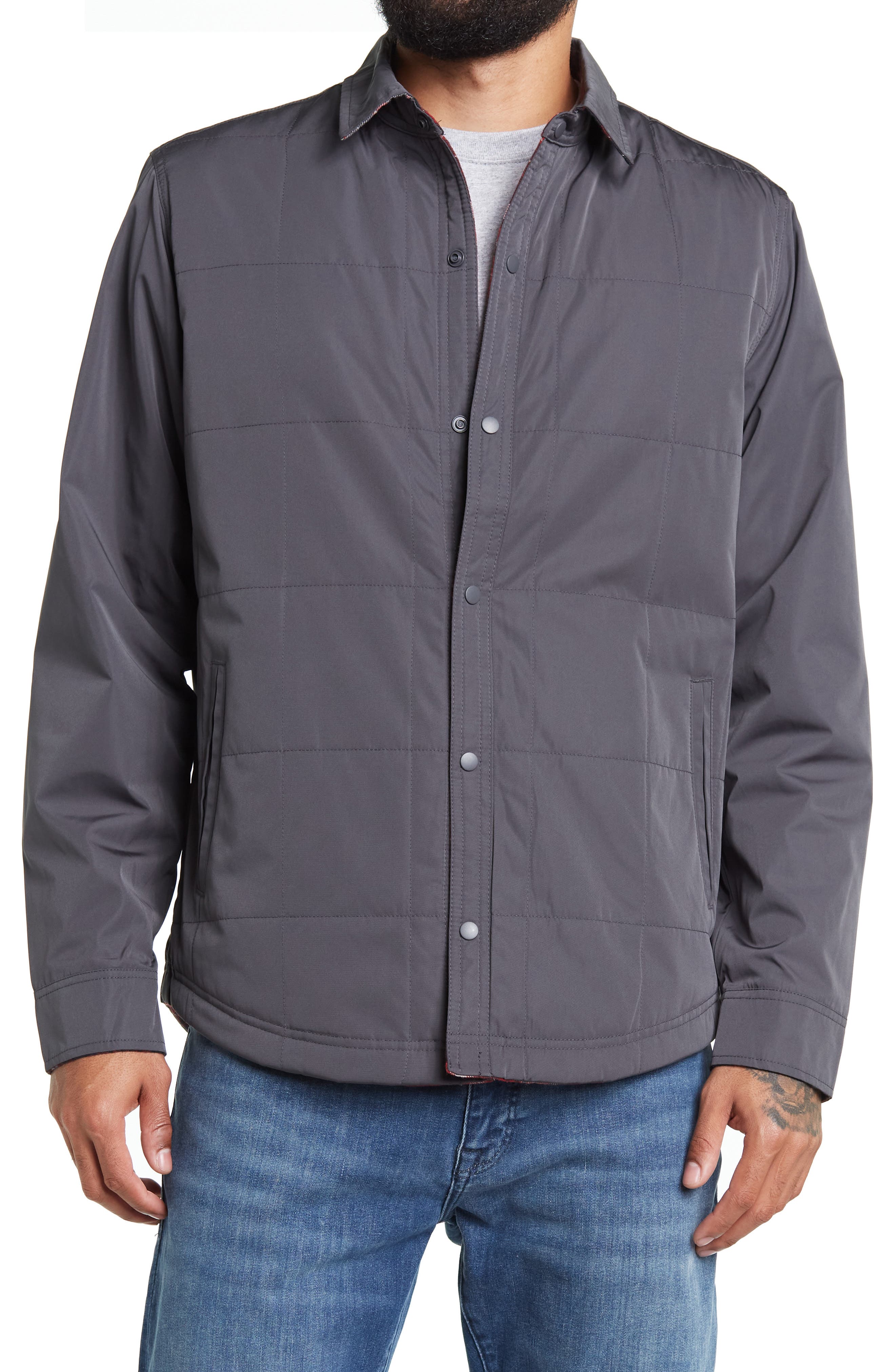 Nordstorm Rack,Union, Union Grey Reversible Quilted Jacket, Grey, Large-47-TagL