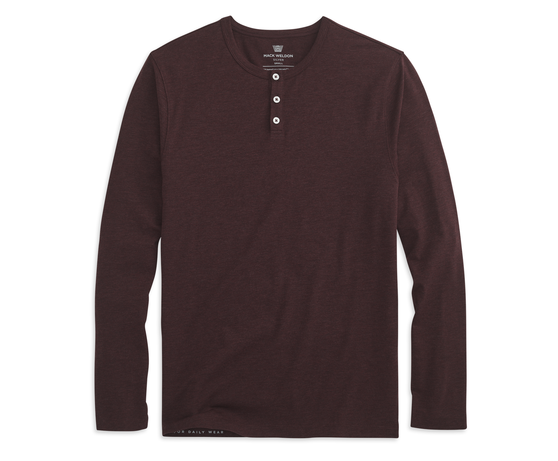 Wholesale,Mack Weldon, Mack Weldon Maroon Heather Silver Long Sleeve Henley, Red, Small-38-TagS
