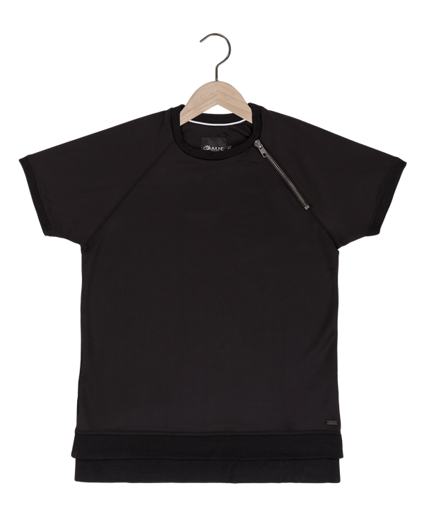 Reese De Luca Black Raglan Scuba T-Shirt with Zipper