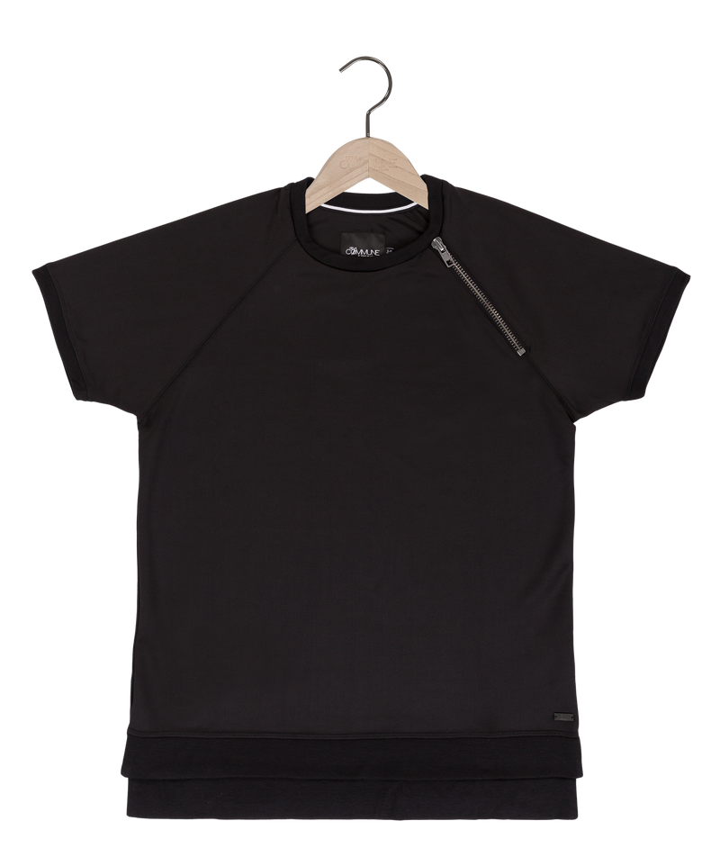 REESEDELUCA Black Raglan Scuba T-Shirt with Zipper