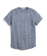 Marine Layer Heather Blue Curve Hem Pocket Slub Tee