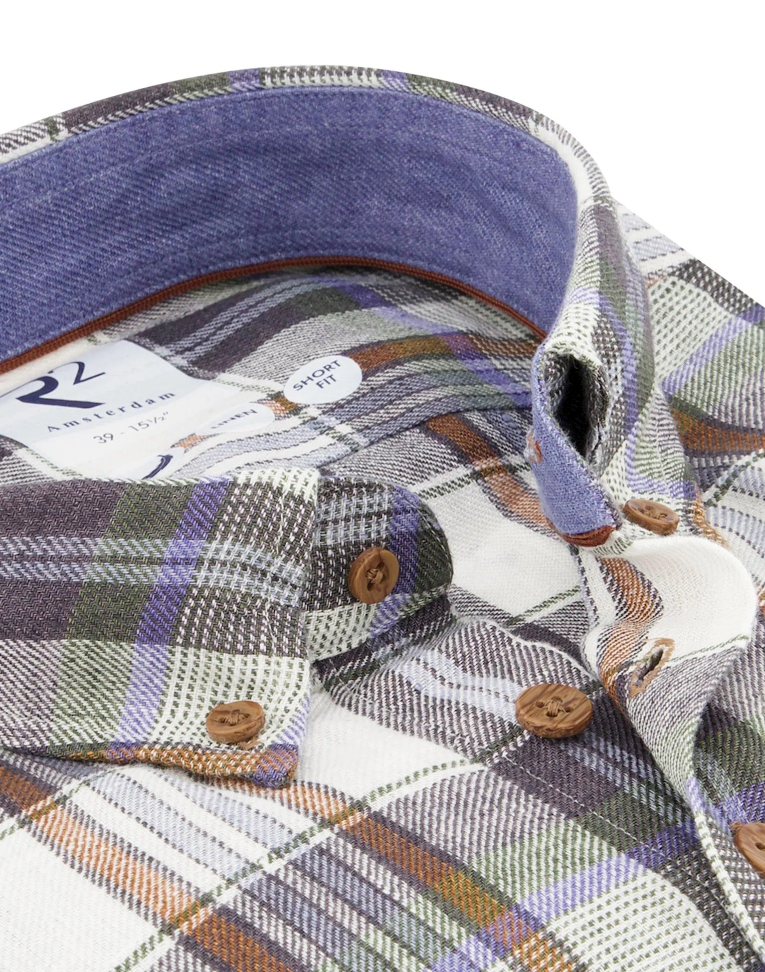 Brand Partner,R2 Amsterdam, R2 Amsterdam Multicolor Checkered Linen Shirt, Blue, Large-46-Tag42