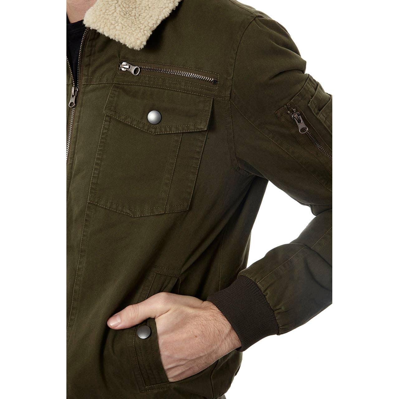 Faire,PX, PX Olive Green Aviator Jacket With Sherpa Lining, Green, Small-42-TagS