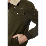 PX Olive Green Aviator Jacket With Sherpa Lining