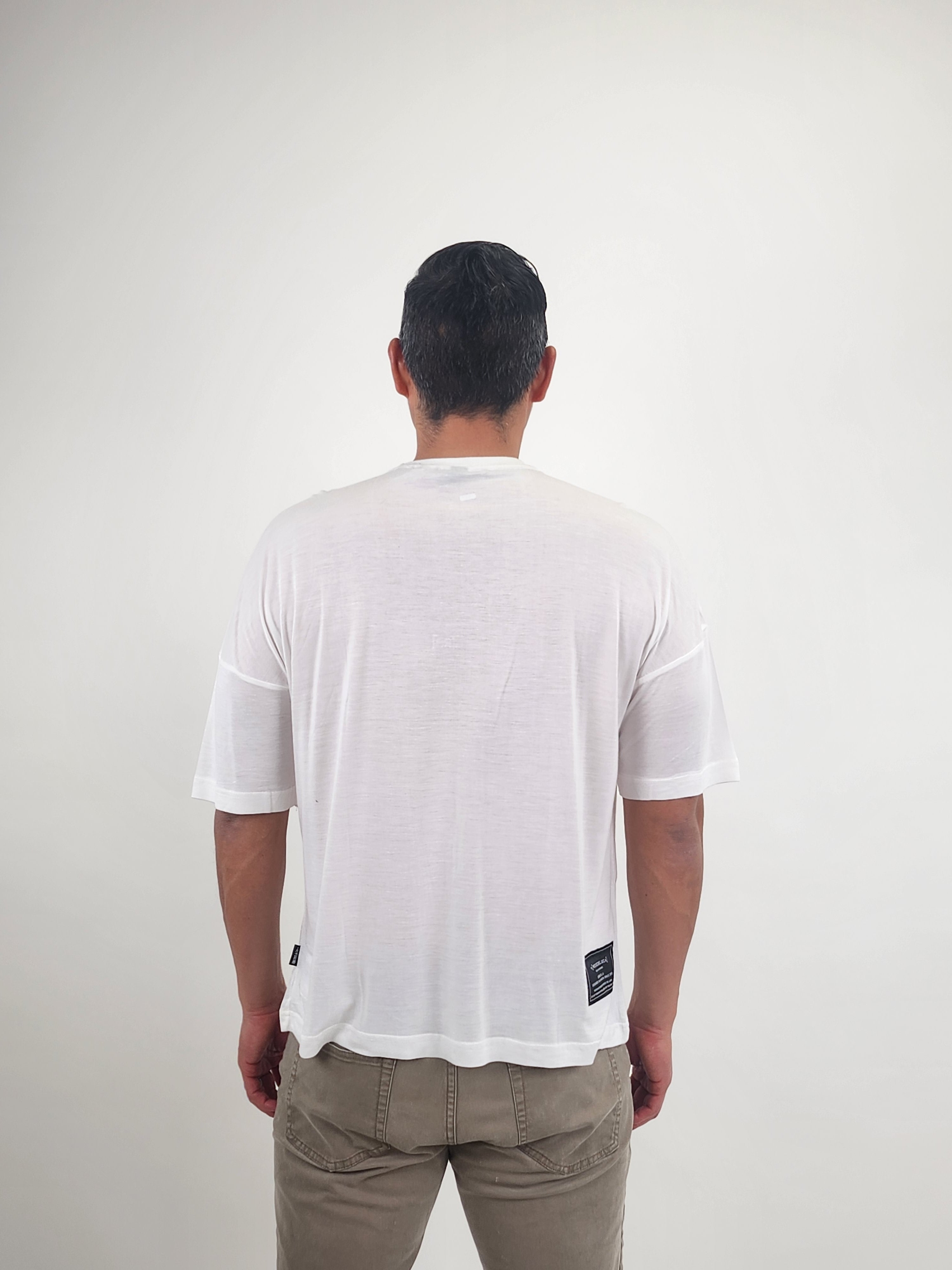Wholesale,Reesedeluca, Reese De Luca White Drop Shoulder Short Sleeve T-Shirt, White, Large-46-TagXS