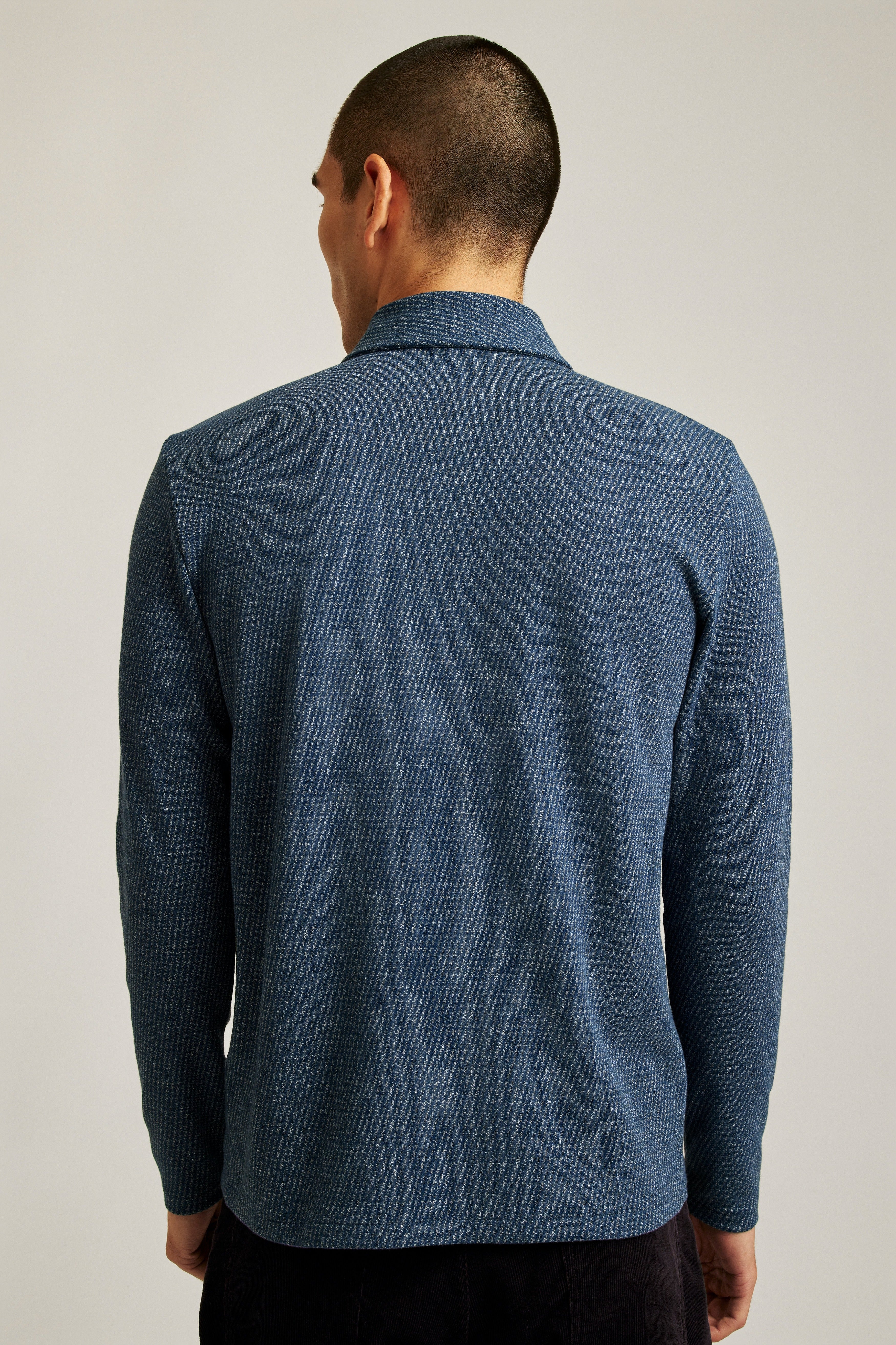 Wholesale,Bonobos, Bonobos Navy Puppytooth Luxe Long Sleeve Polo, Blue, Medium-41-TagM
