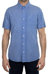 Slate & Stone Blue Stripe Short Sleeve Button Up Shirt