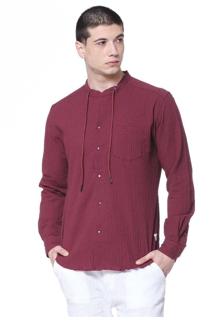 RNT 23 Burgundy Drawstring Popover Shirt