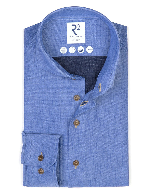 R2 Amsterdam Blue 4-Way Stretch Knitted Shirt