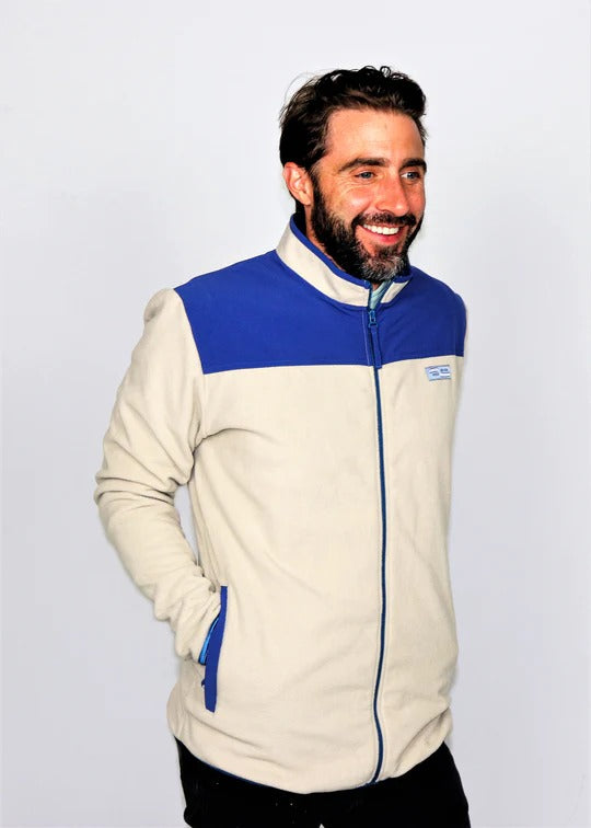 Wise River Cream/Blue Full Zip Fleece Jacket