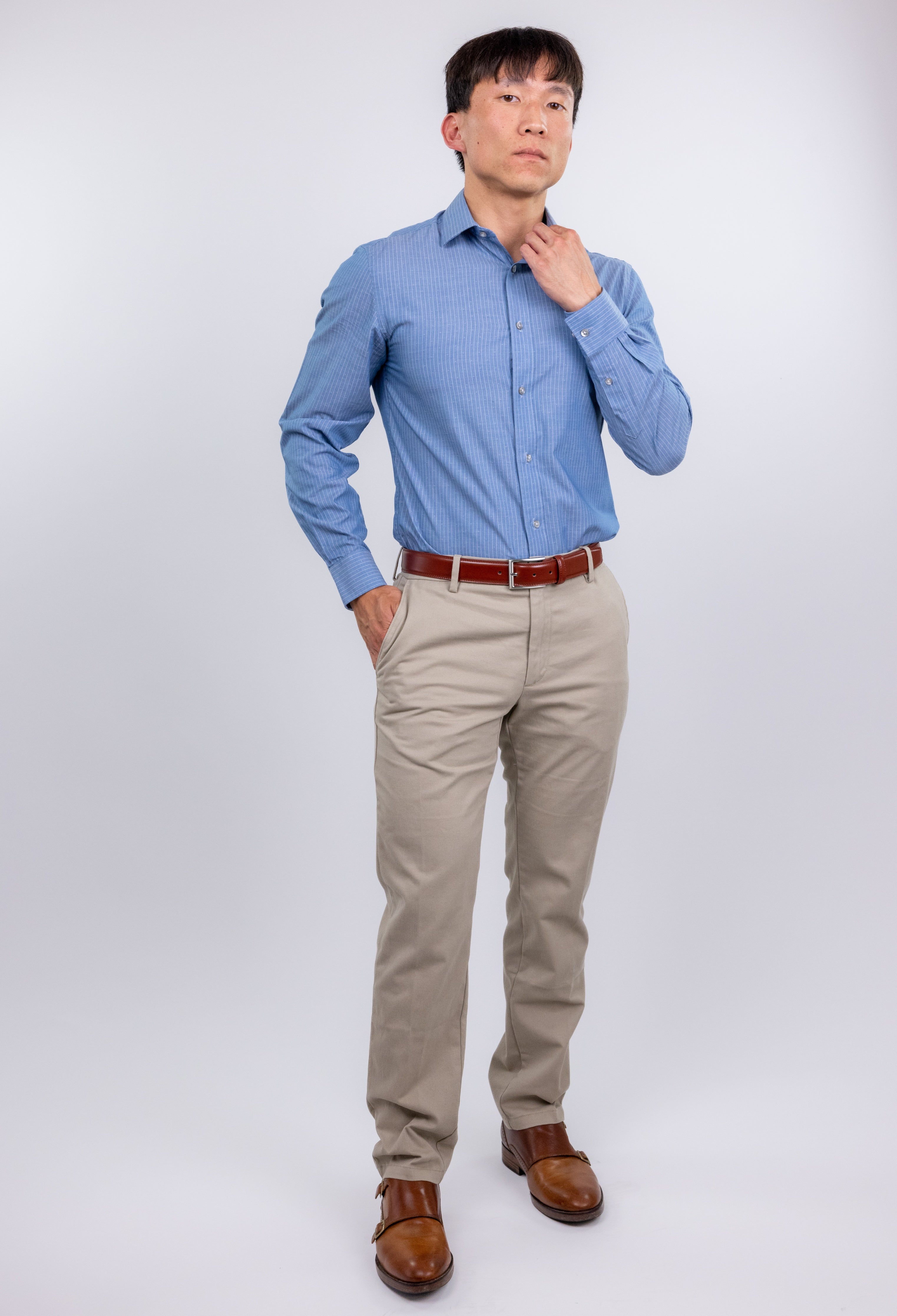 Poshmark,William Rast, William Rast Slim Fit Blue Dobby Button-up Shirt, Blue, Small-38-TagS