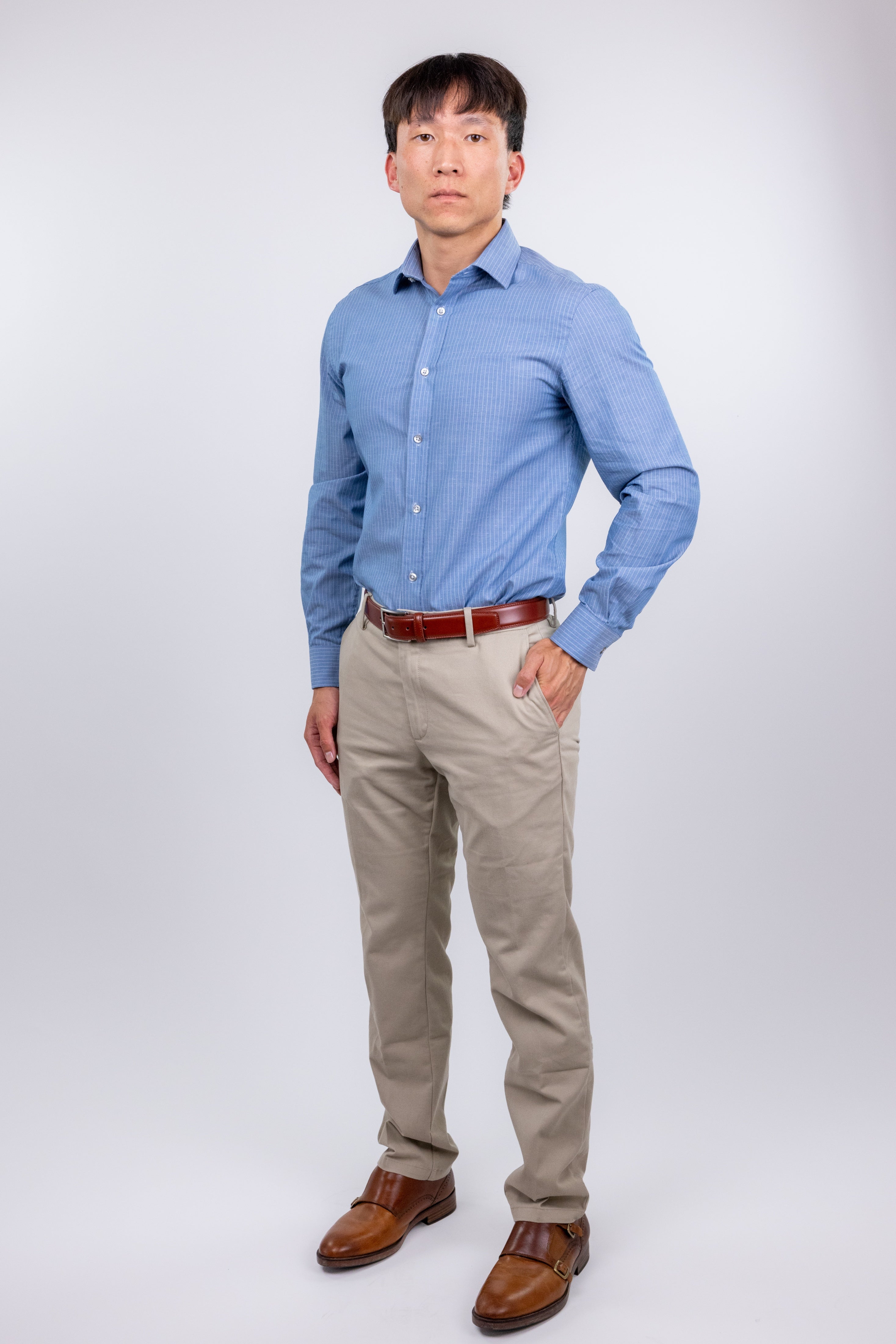 Poshmark,William Rast, William Rast Slim Fit Blue Dobby Button-up Shirt, Blue, Small-38-TagS