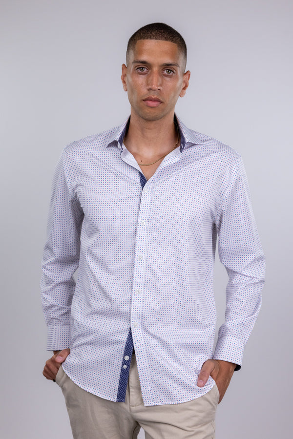 Society of Threads White and Purple Dot Button Up Shirt