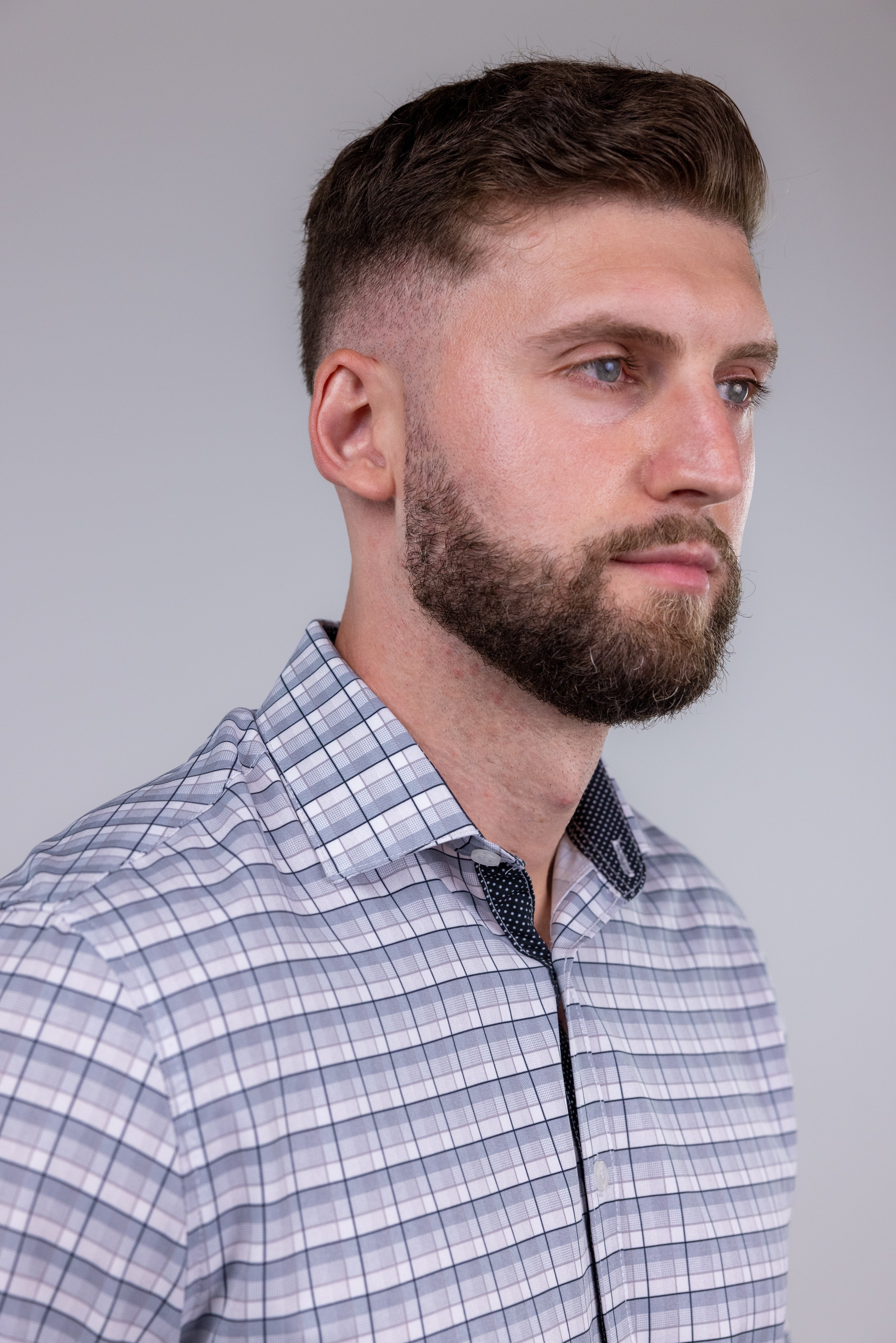 Macys,Society of Threads, Society of Threads Grey Check Performance Button Up Shirt, Grey, Large-45-TagM