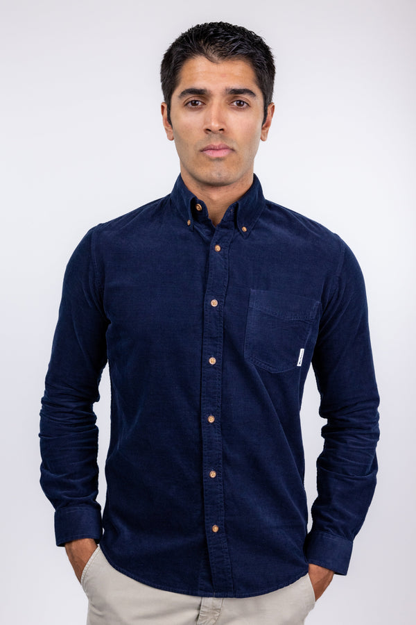 Ben Sherman Navy Corduroy Slim Fit Button-up Shirt