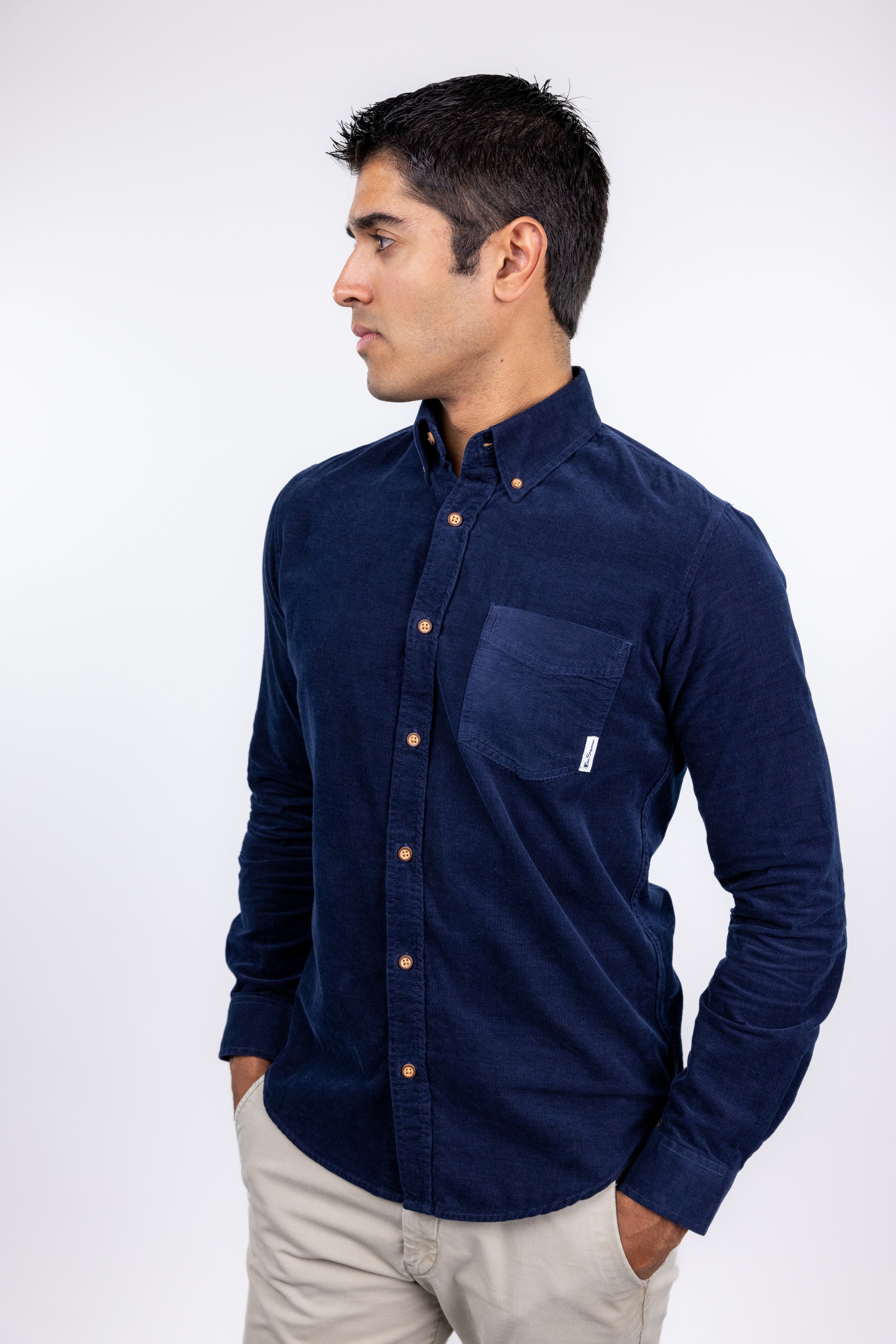 Poshmark,Ben Sherman, Ben Sherman Navy Corduroy Slim Fit Button-up Shirt, Blue, Small-40-TagS