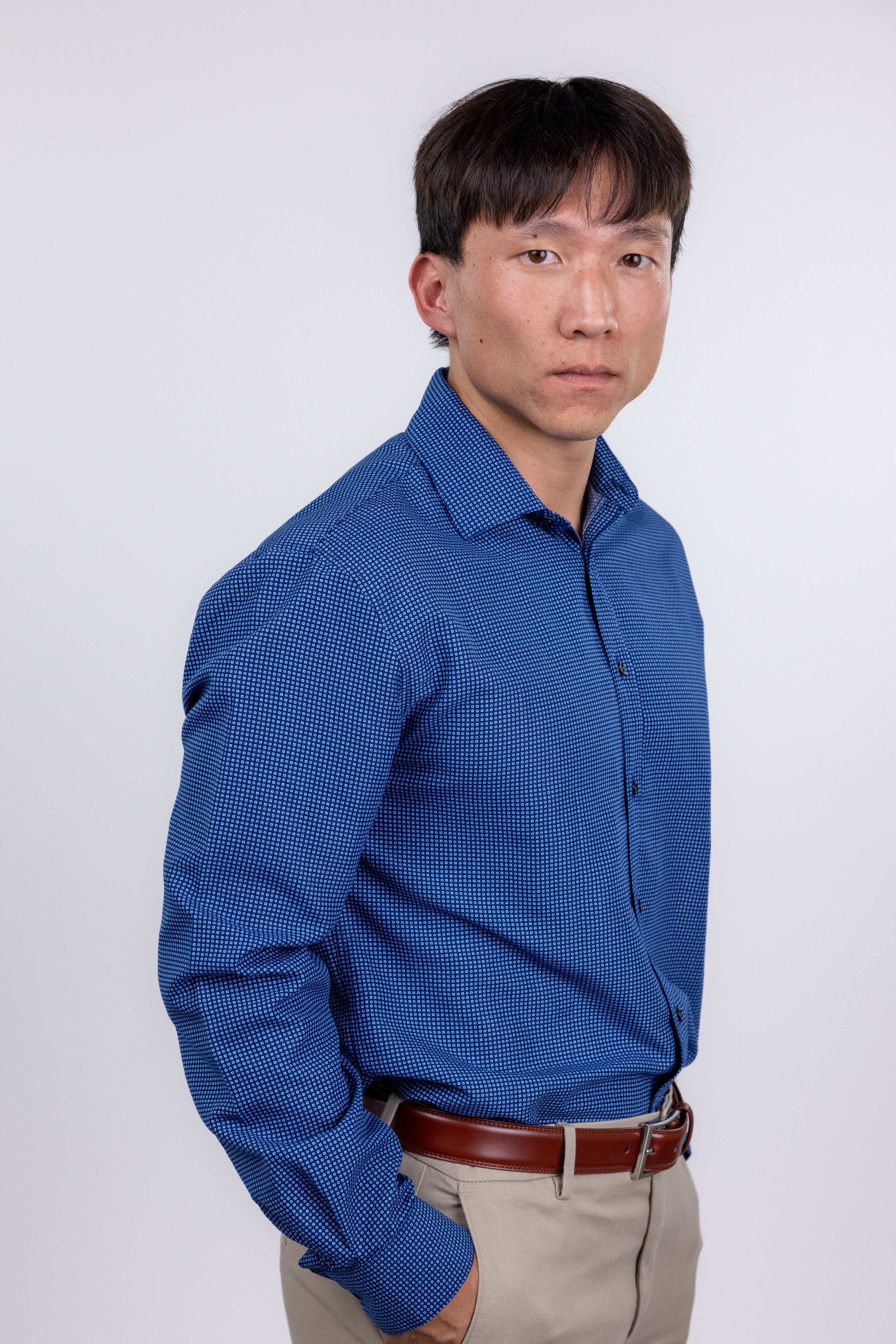 Macys,Society of Threads, Society of Threads Blue Geo Print Slim Fit Button Up Shirt, Blue, Medium-44-TagM