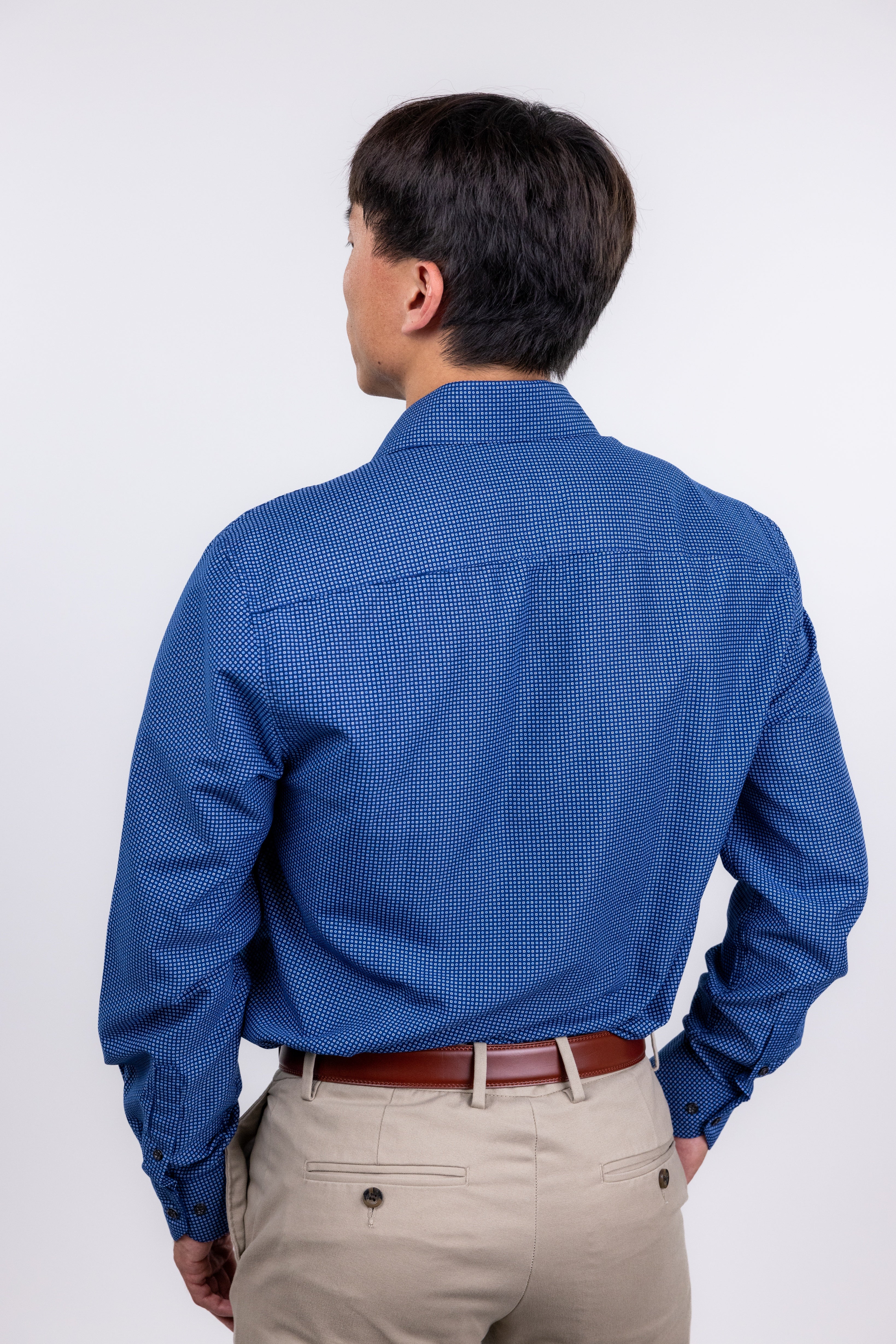 Macys,Society of Threads, Society of Threads Blue Geo Print Slim Fit Button Up Shirt, Blue, Medium-44-TagM