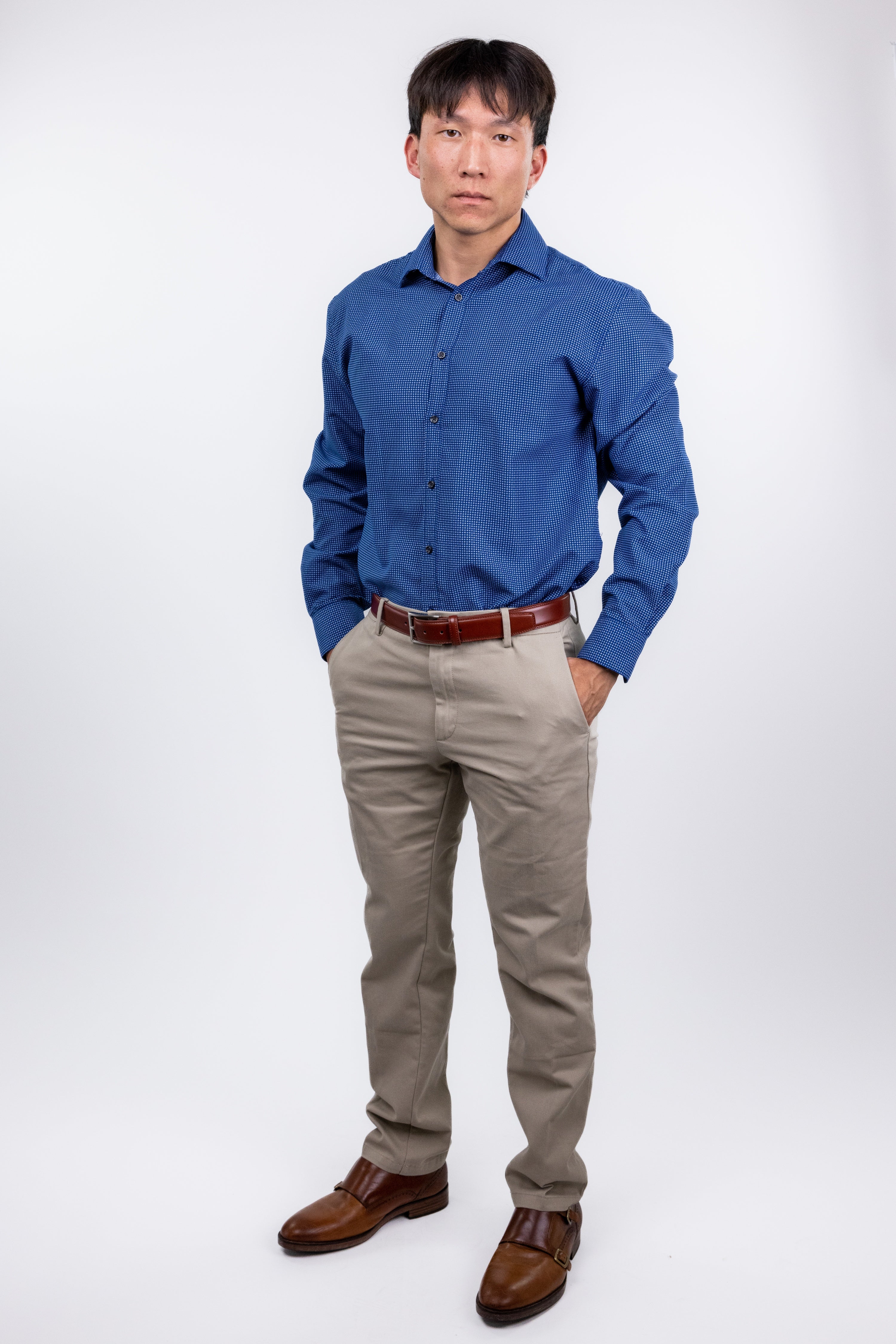 Macys,Society of Threads, Society of Threads Blue Geo Print Slim Fit Button Up Shirt, Blue, Medium-44-TagM