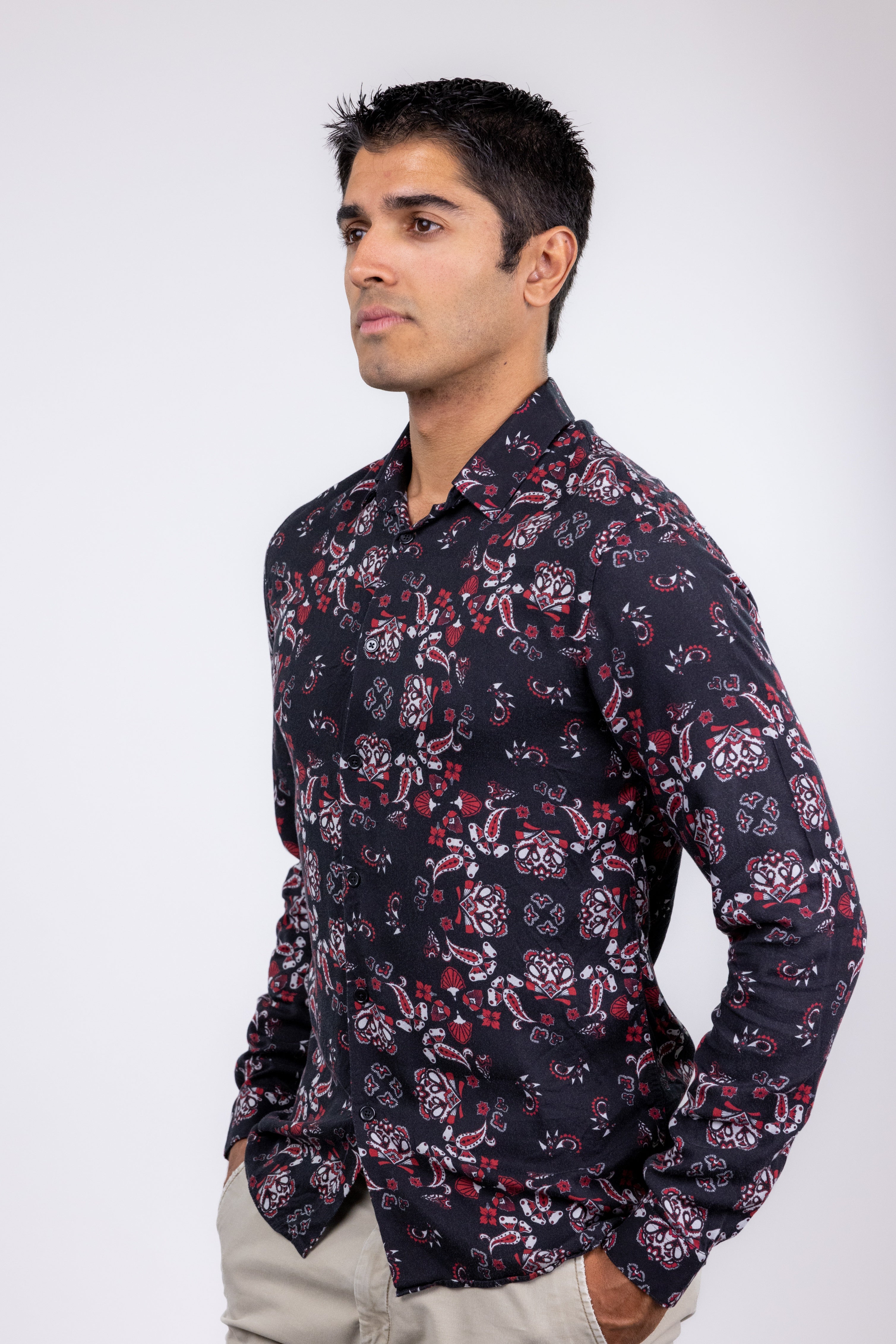 The RealReal,The Kooples, The Kooples Black Red Paisley Print Shirt, Black, Small-38-TagS