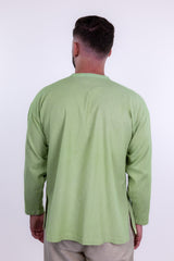 Shixi Bright Green Linen Button Up Shirt