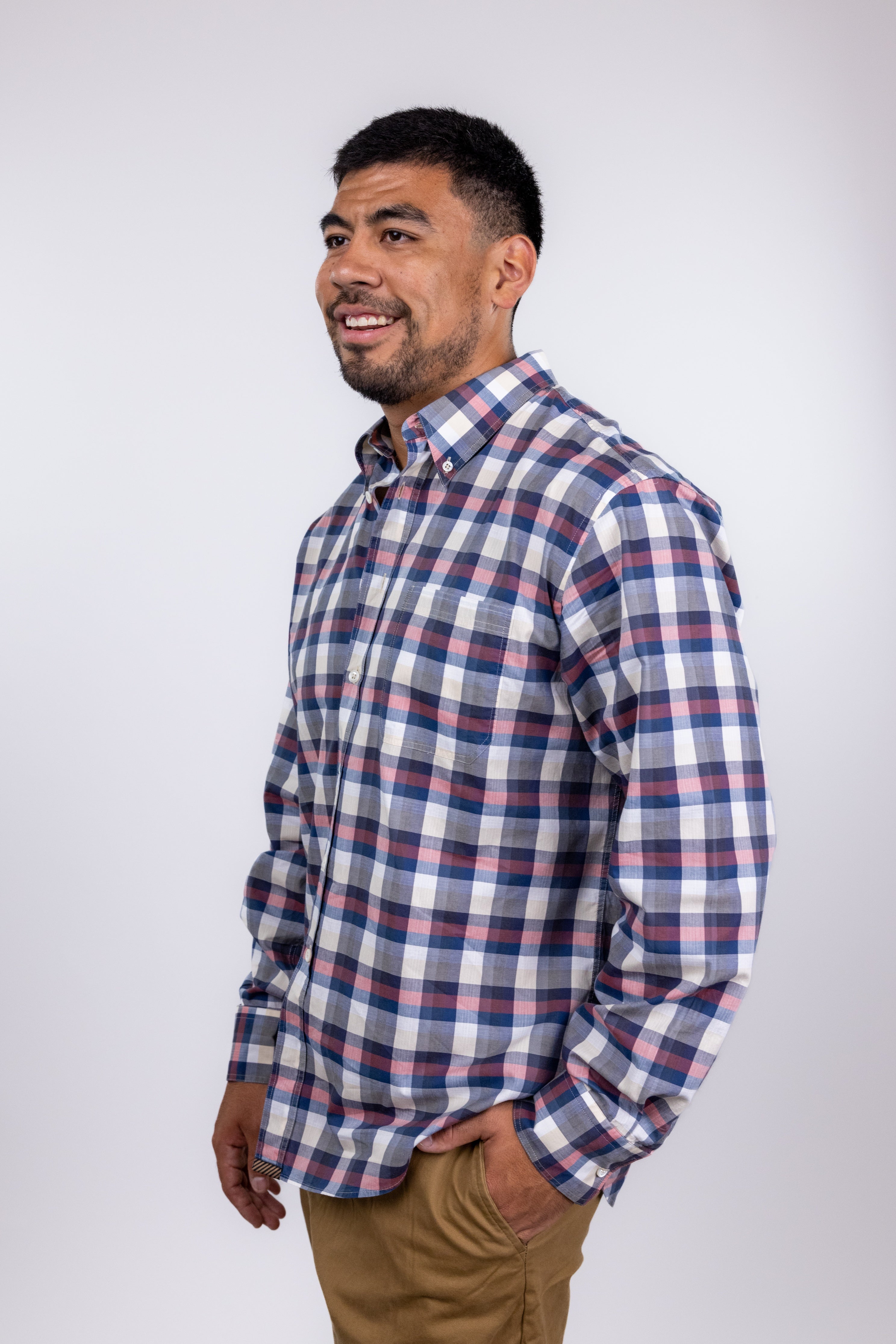 The RealReal,Billy Reid, Billy Reid Blue Red & Beige Plaid Print Long Sleeve Button Up Shirt, Red, Extra Large-49-TagXL