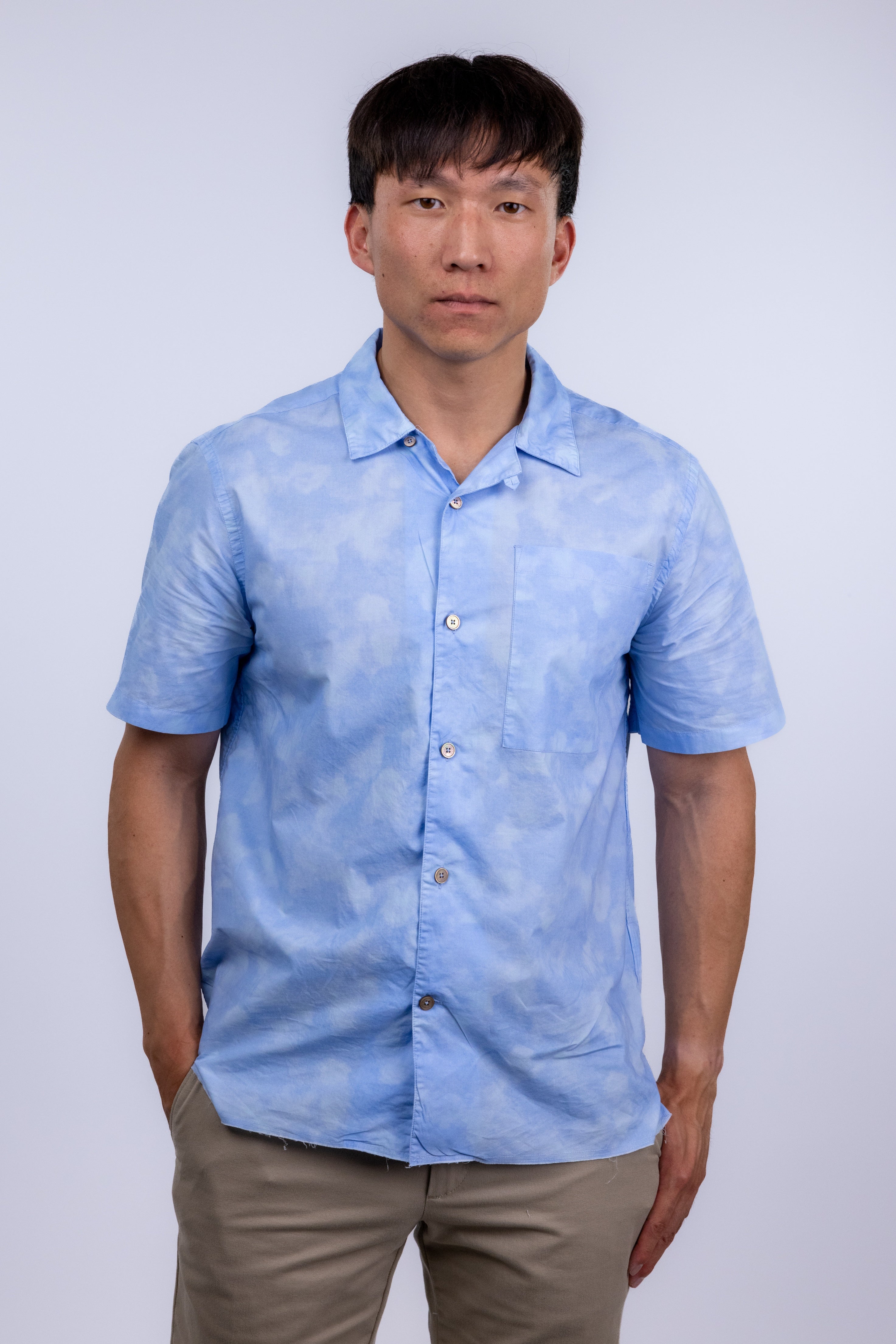 The RealReal,Ovadia & Sons, Ovadia & Sons Blue Short Sleeve Button Up Shirt, , 