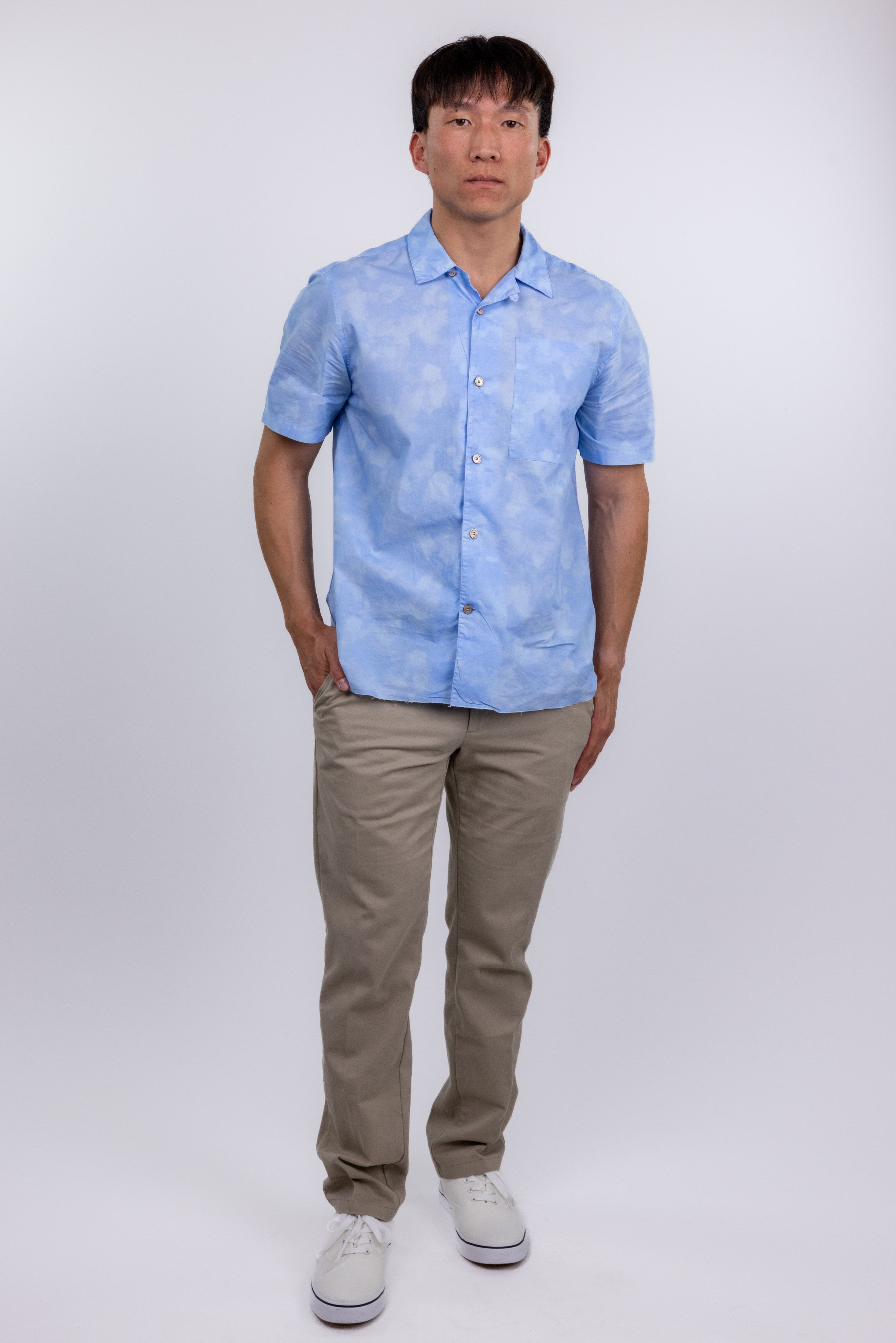 The RealReal,Ovadia & Sons, Ovadia & Sons Blue Short Sleeve Button Up Shirt, , 
