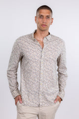 AllSaints Beige Duck Print Long Sleeve Button Up