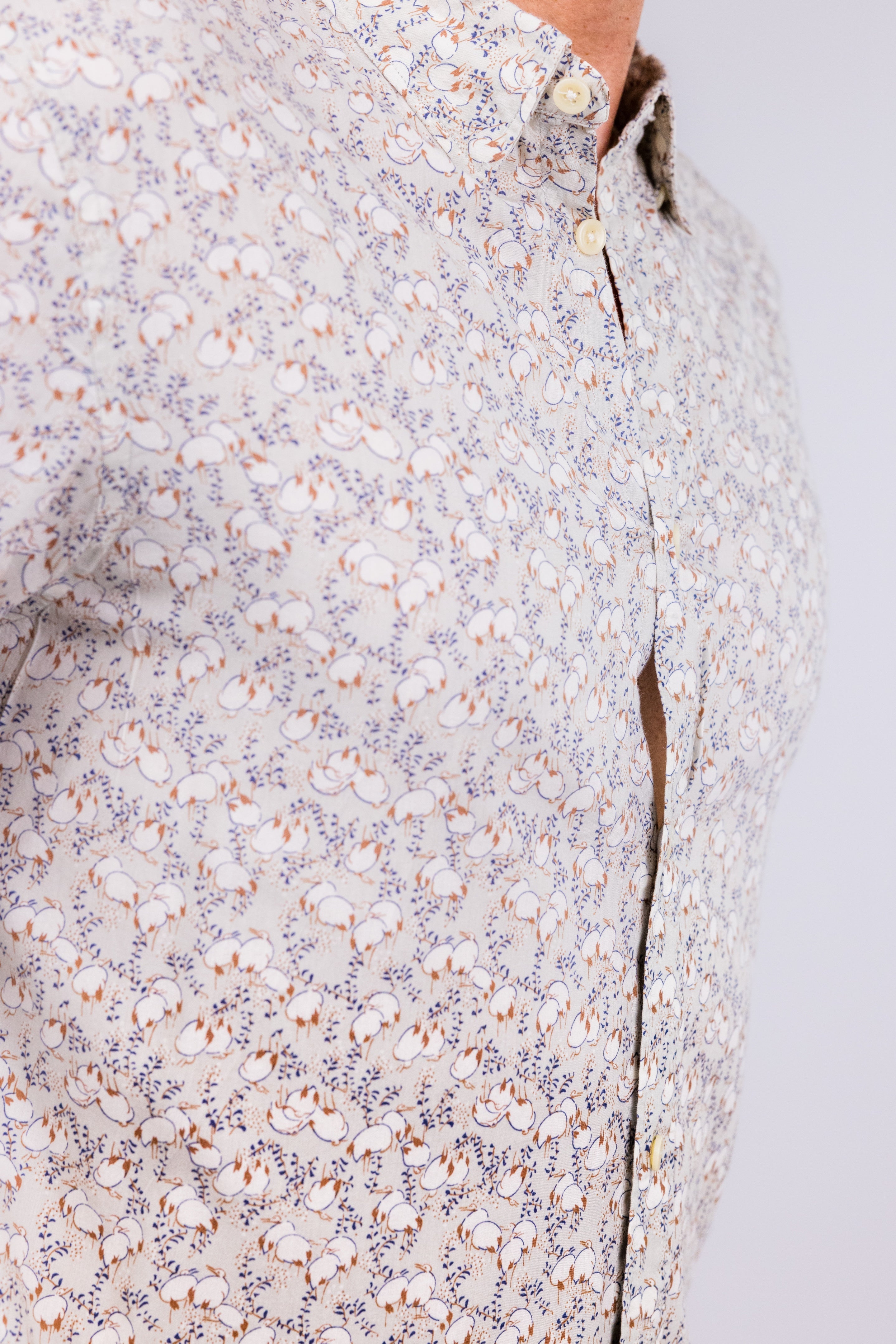 The RealReal,AllSaints, AllSaints Beige Duck Print Long Sleeve Button Up, Tan, Medium-43-TagL