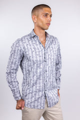 Zanella Grey Geo Print Button Up Shirt