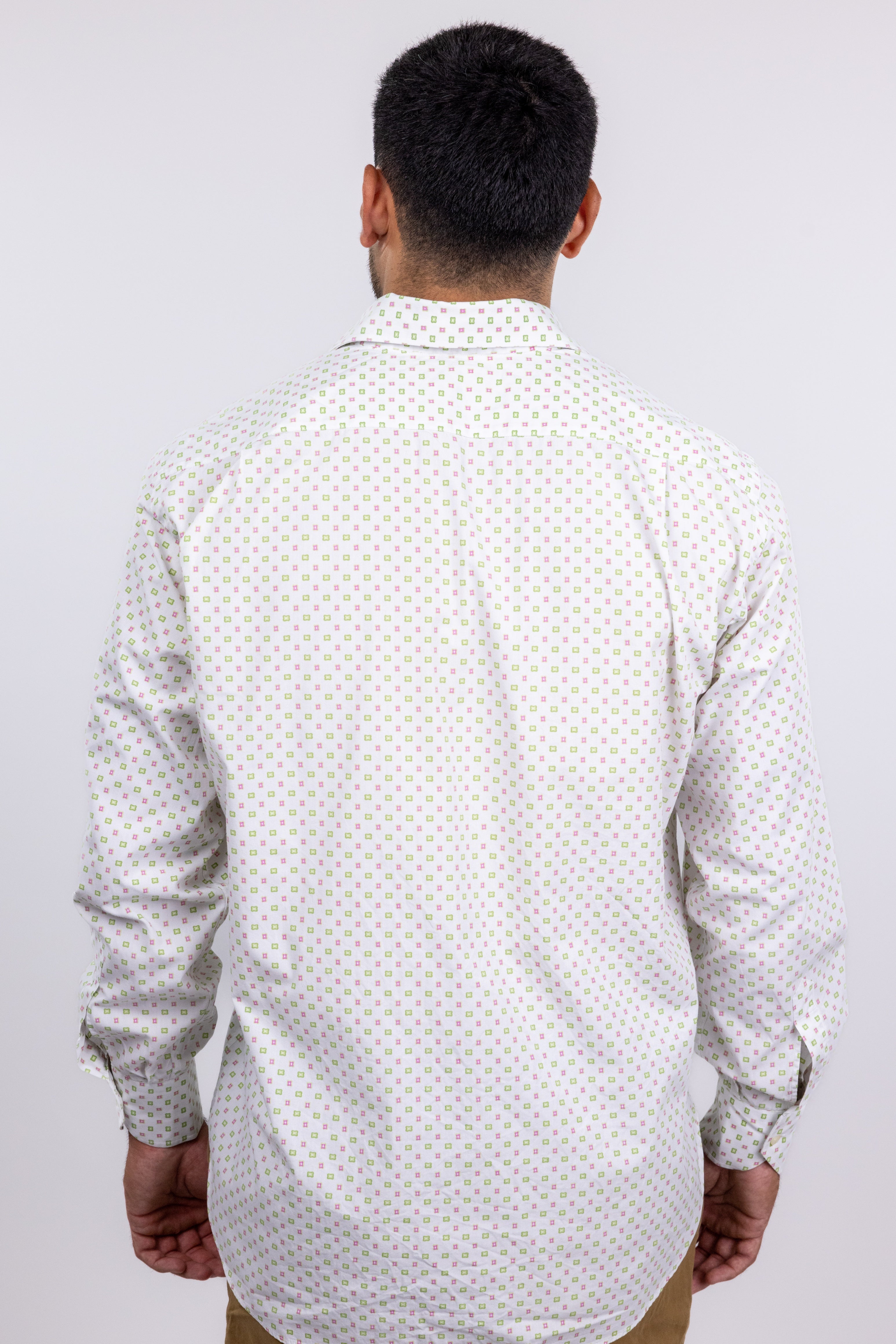 The RealReal,Etro, Etro White With Green And Pink Square Dot Print Button Up Shirt, , 
