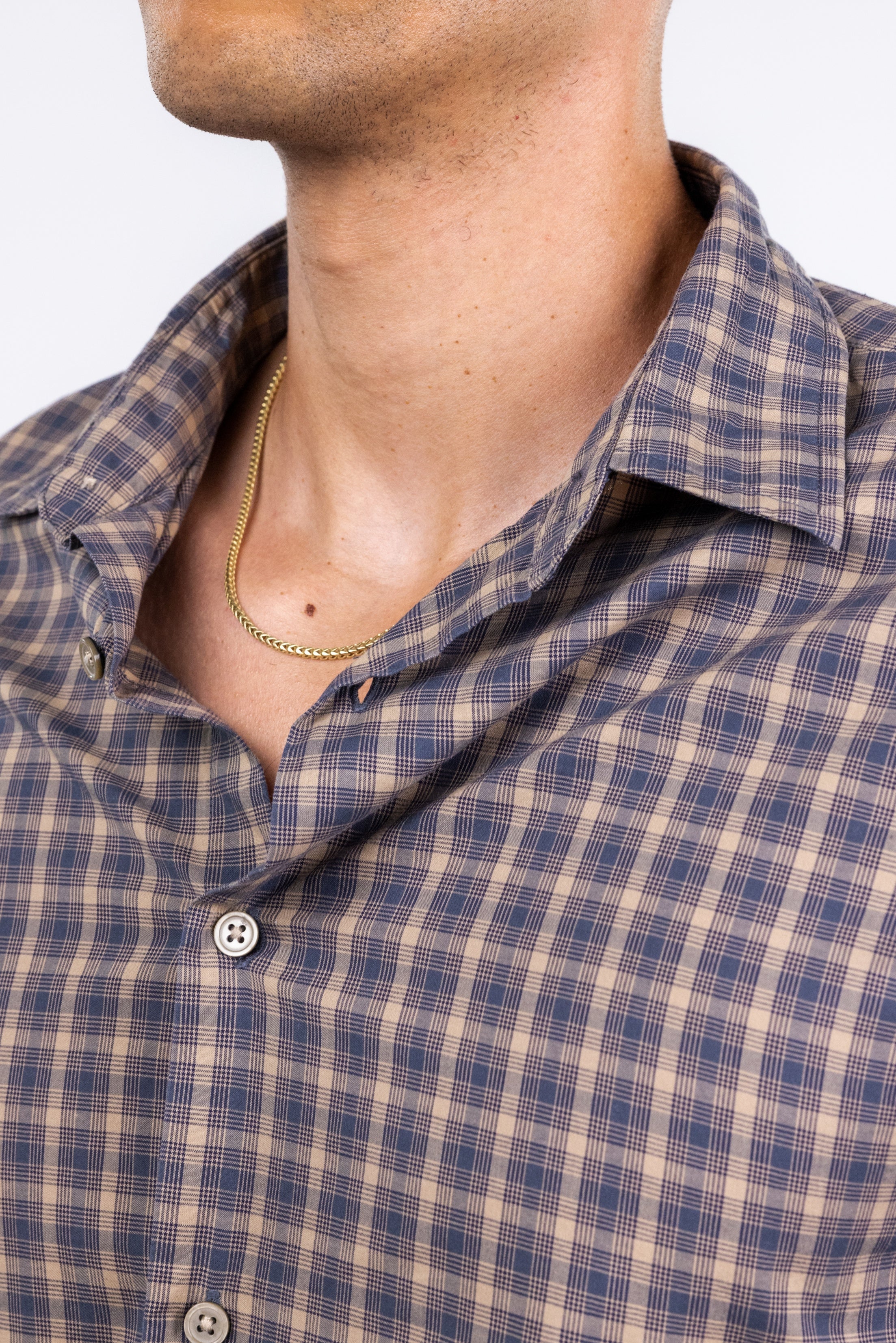 The RealReal,John Varvatos, John Varvatos Brown Plaid Print Button Up Shirt, Brown, Medium-44-TagM