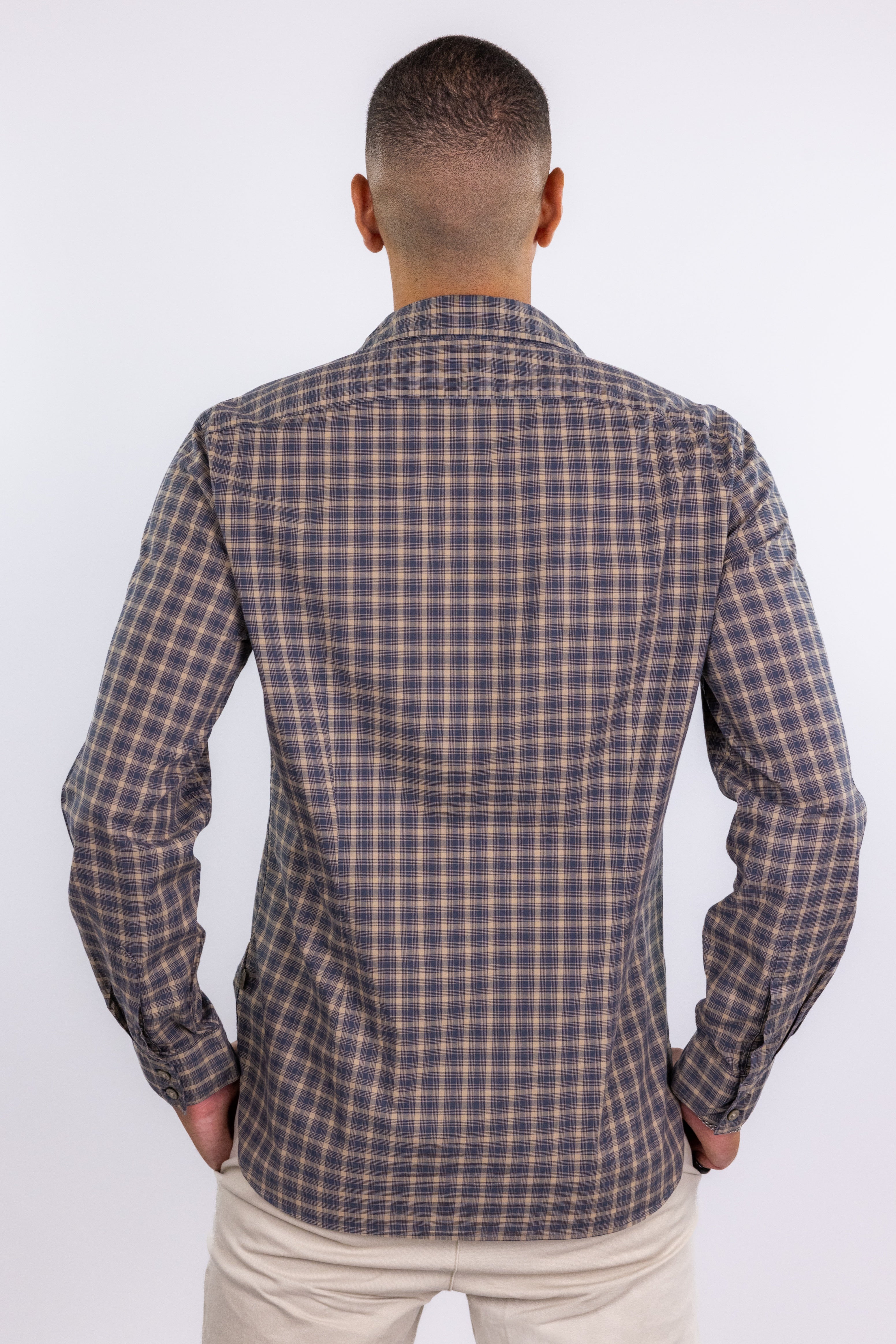 The RealReal,John Varvatos, John Varvatos Brown Plaid Print Button Up Shirt, Brown, Medium-44-TagM