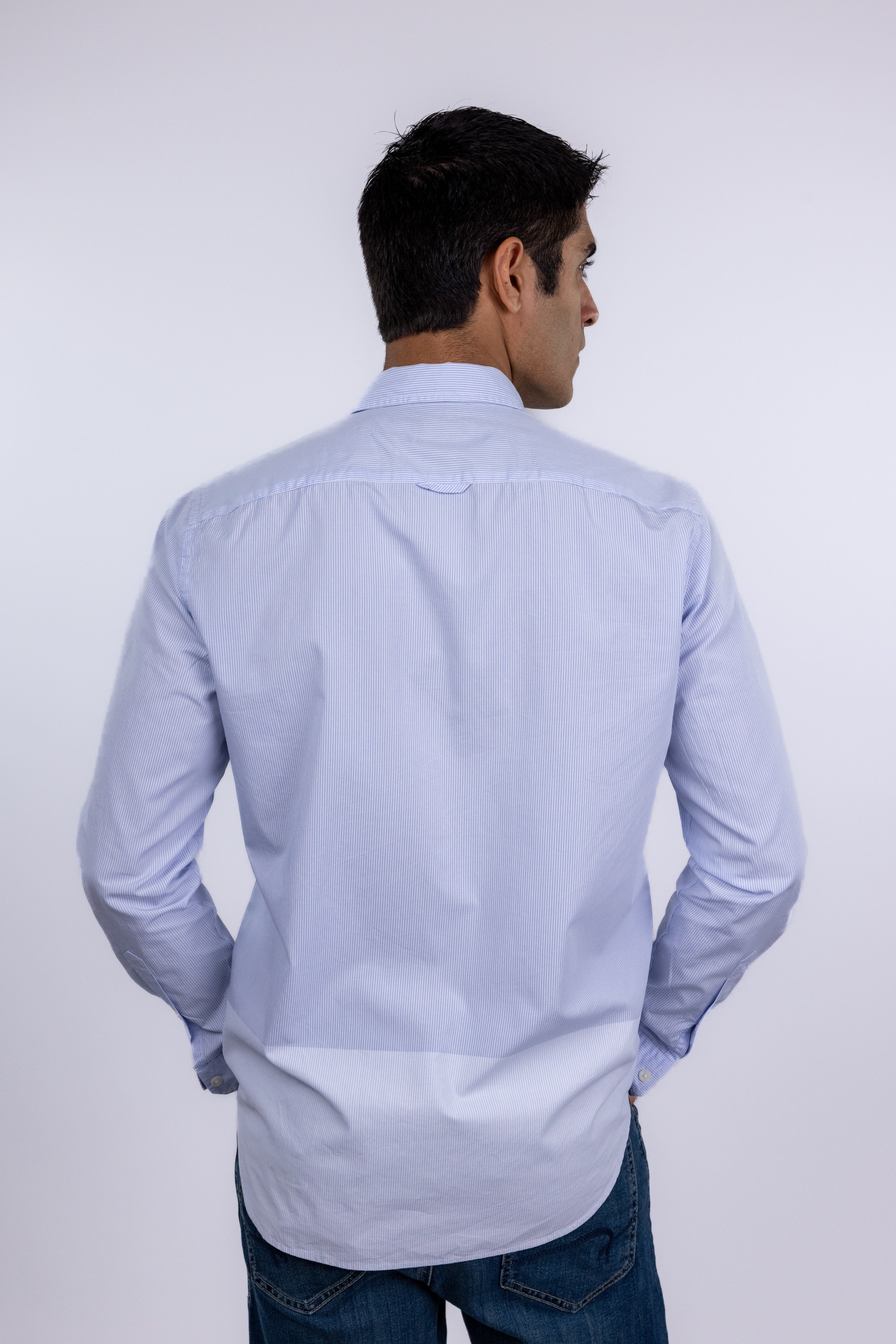 The RealReal,Vince, Vince Light Blue Micro Striped Colorblock Button Up Dress Shirt, Blue, Medium-43-TagM