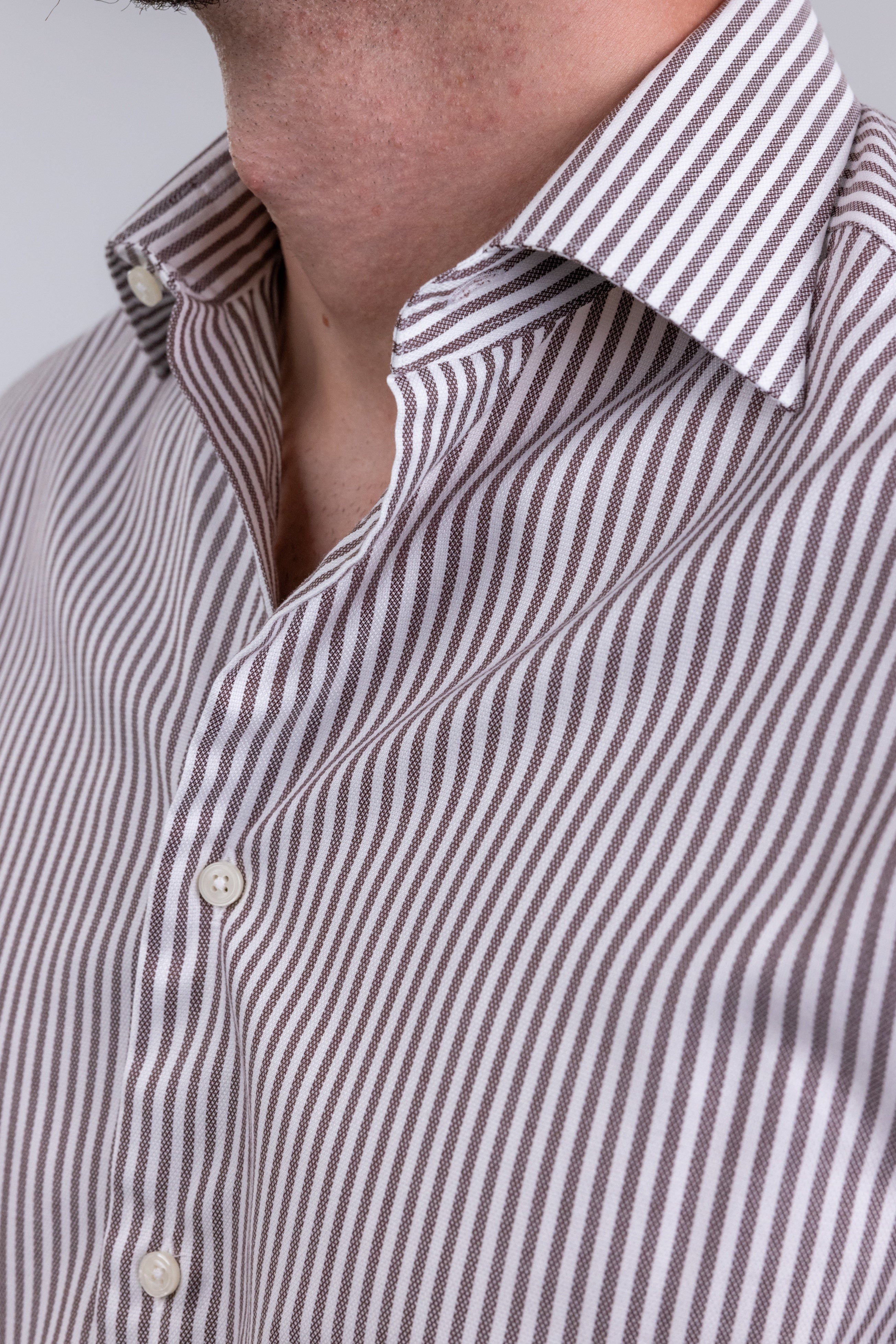 The RealReal,Suitsupply, Suitsupply Brown & White Striped Button Up Shirt, White, Medium-42-TagM