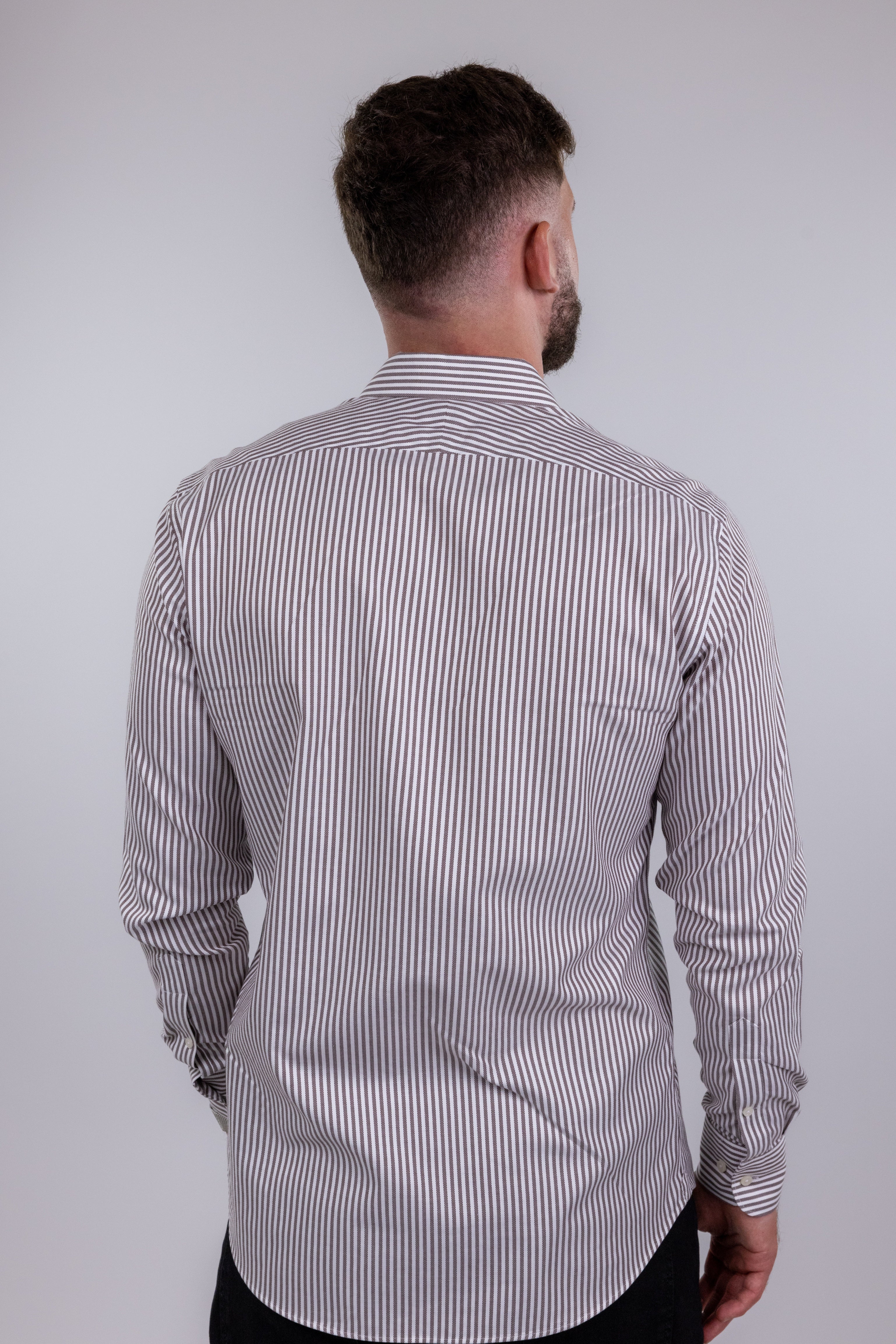 The RealReal,Suitsupply, Suitsupply Brown & White Striped Button Up Shirt, White, Medium-42-TagM