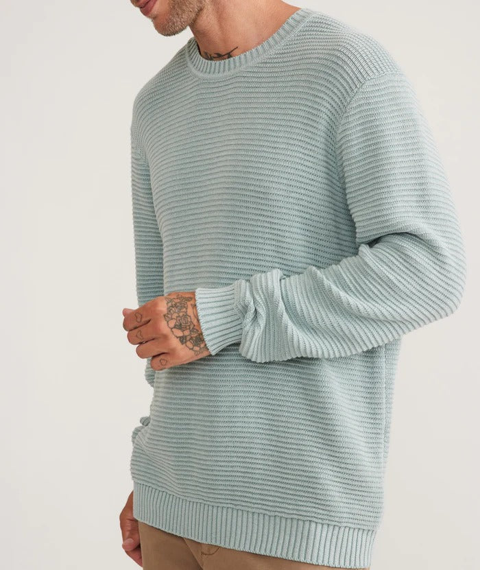 Marine Layer Light Blue Garment Dye Cotton Crewneck Sweater