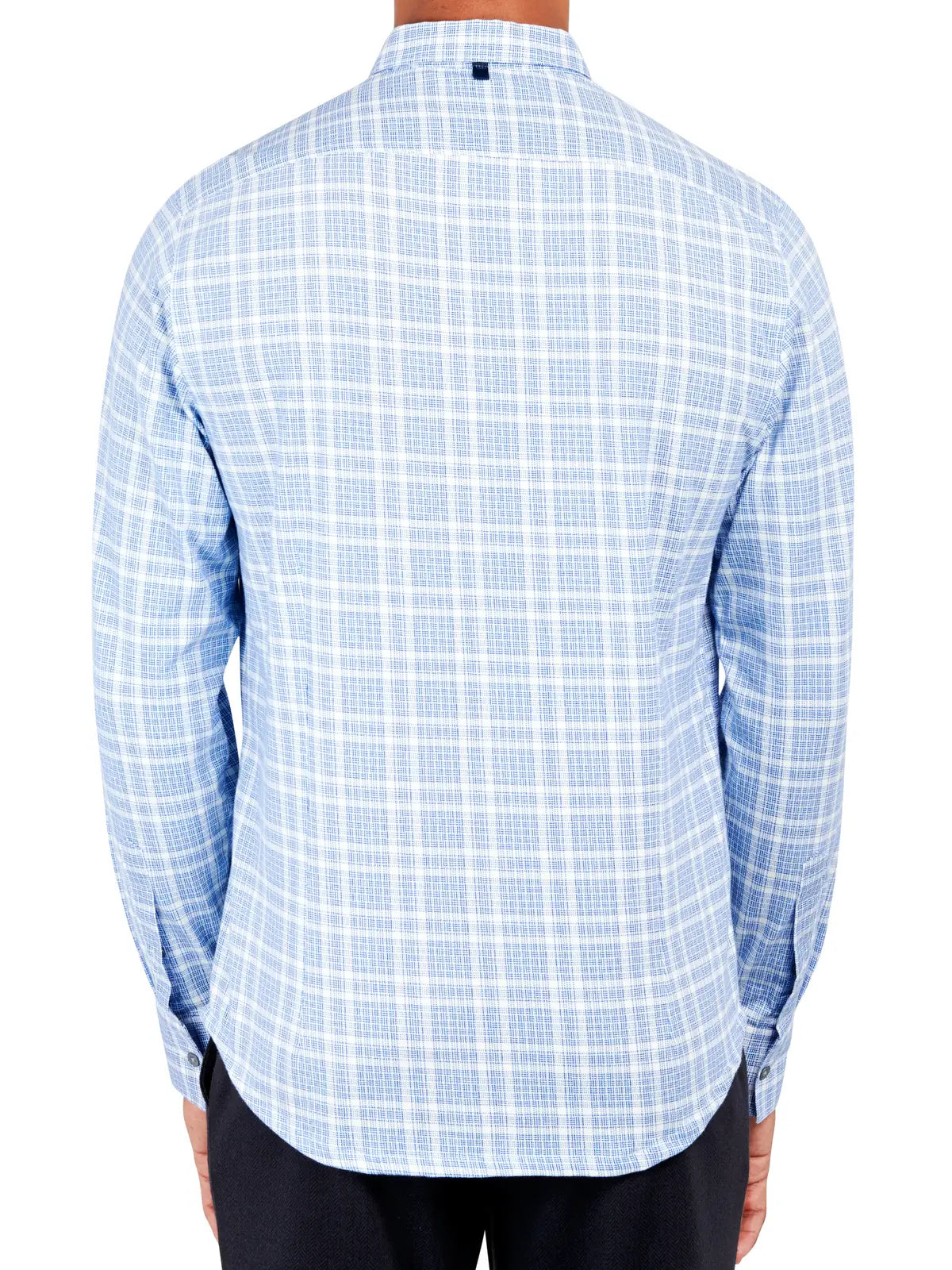 W.R.K., W.R.K Reworked Blue Plaid Long Sleeve Shirt, Blue, Medium-42-TagM