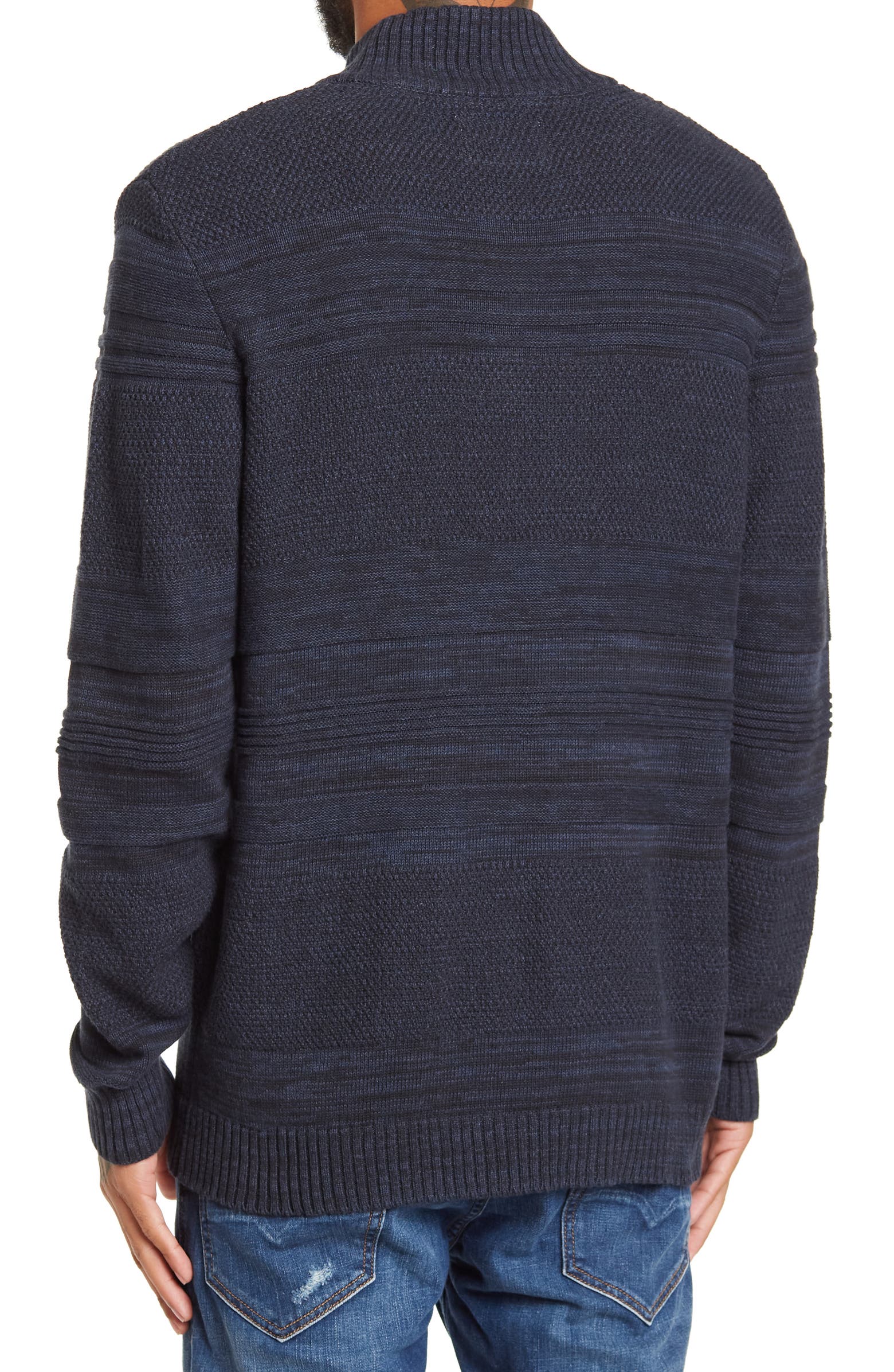 Nordstrom Rack,Flag & Anthem, Flag & Anthem Navy Heather Semi Button Sweater, Blue, Medium-42-TagM