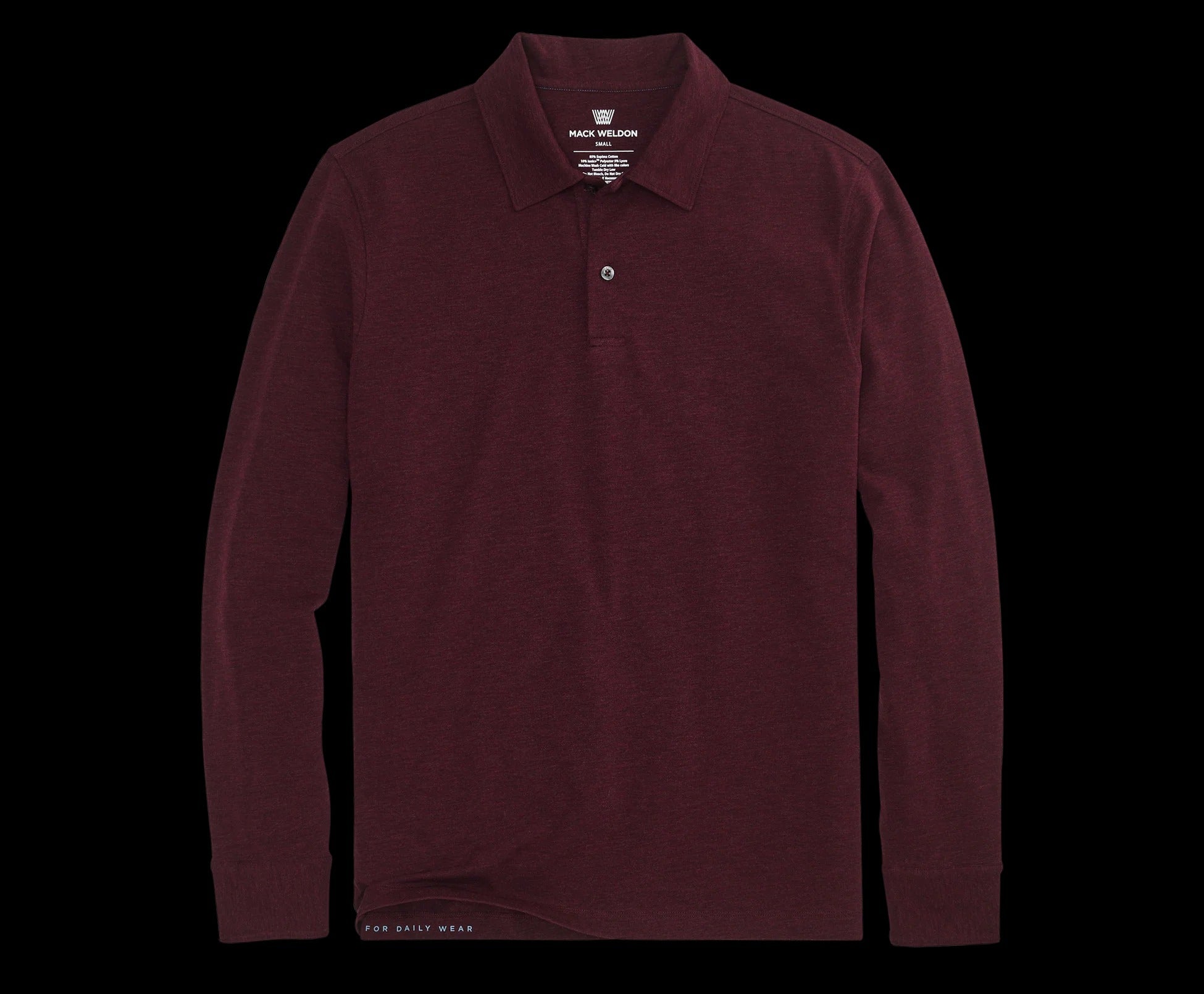 Wholesale,Mack Weldon, Mack Weldon Maroon Heather Silver Long Sleeve Polo, Red, Medium-42-TagMLarge-44-TagLExtra Large-46-TagXLExtra Extra Large-48-TagXXLSmall-40-TagS