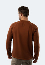 American Heritage Rust Copper Waffle Knit 3-Button Henley