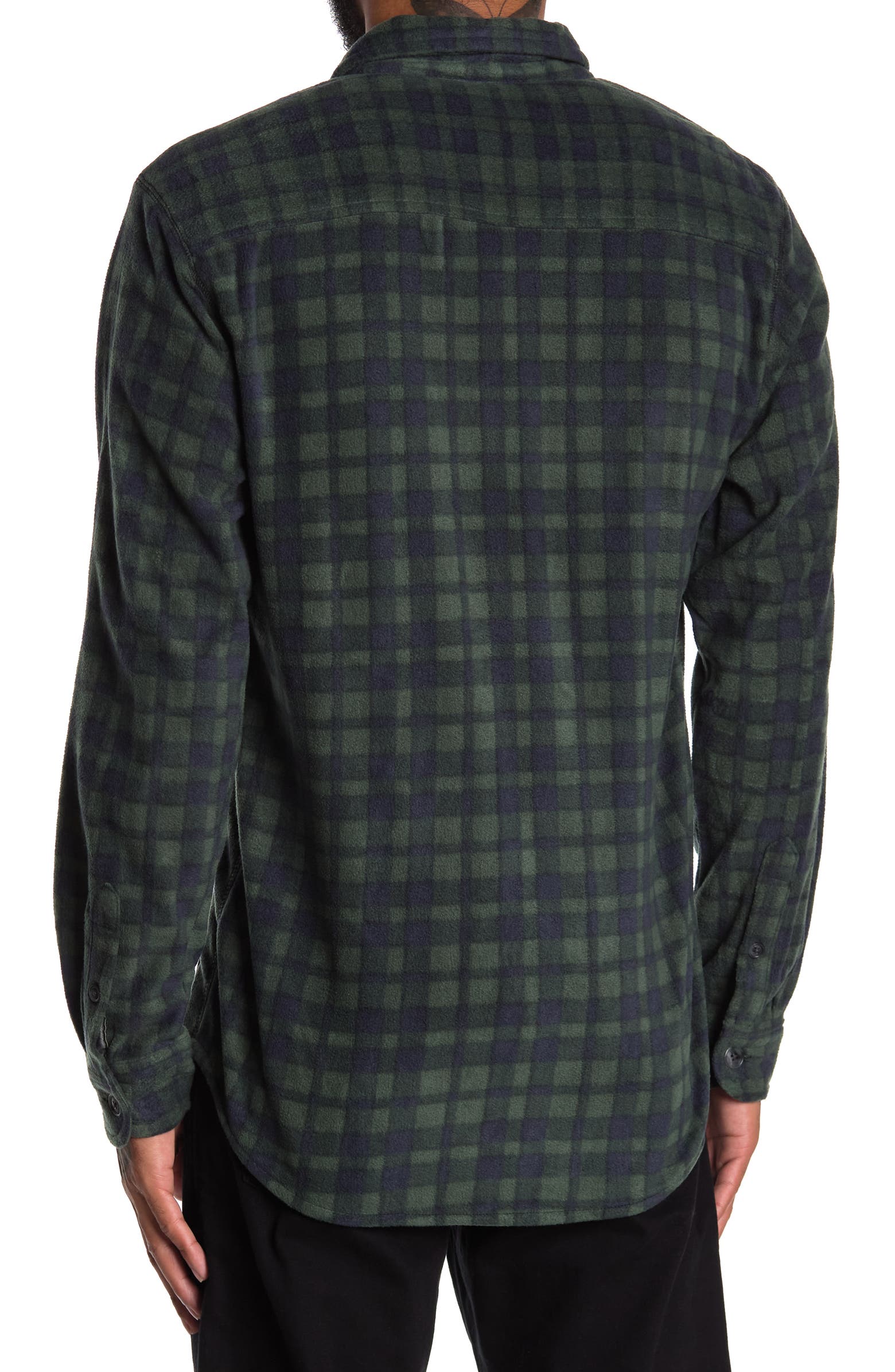 Nordstrom Rack,Vintage 1946, Vintage 1946 Green Plaid Lightweight Microfleece Knit Full Zip Shirt Jacket, Green, Medium-45-TagM