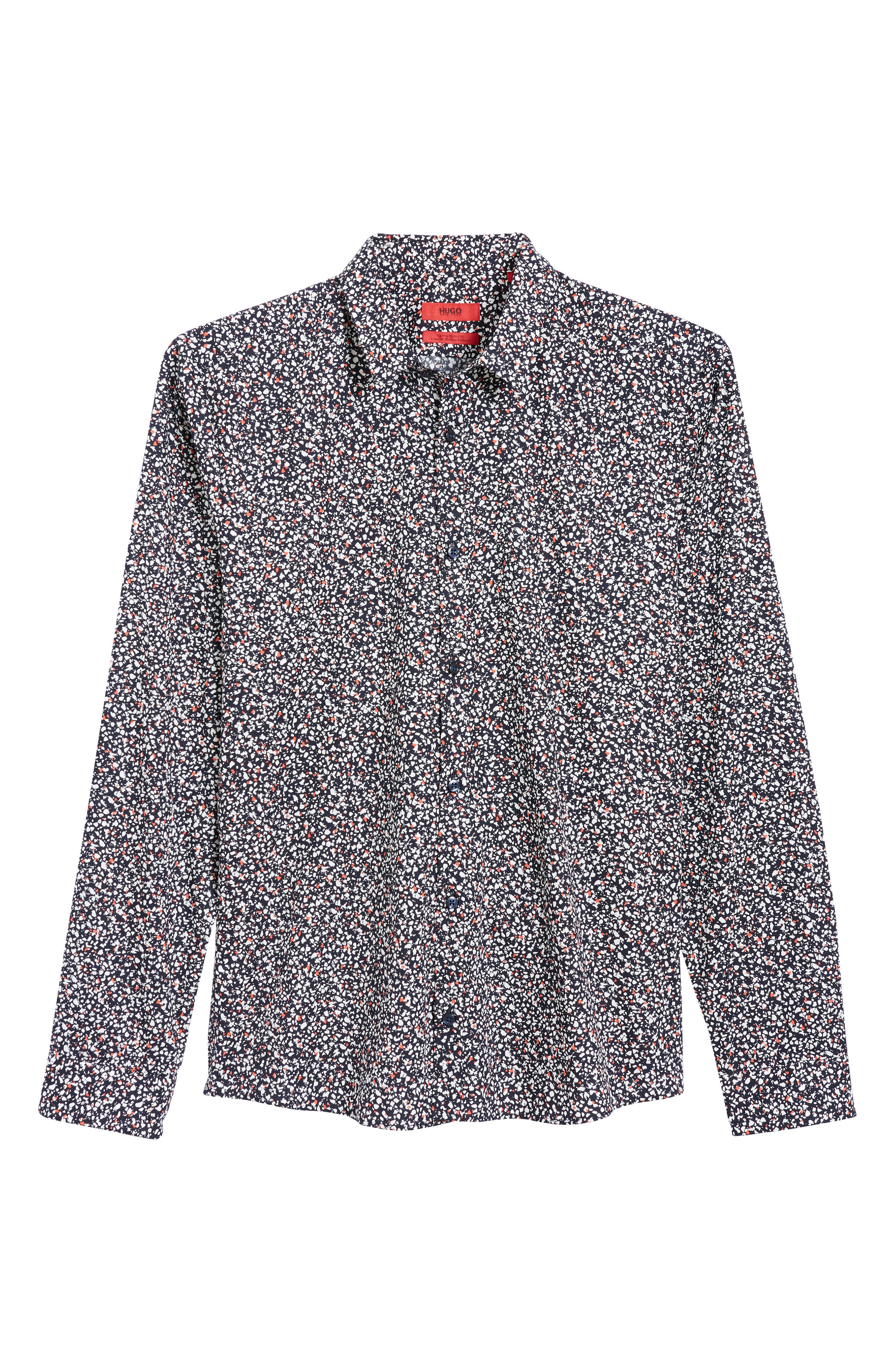 Nordstrom Rack,Hugo Boss, Hugo Boss Black & Red Micro Mosaic Print Slim Fit Shirt, Red, Small-41-TagM